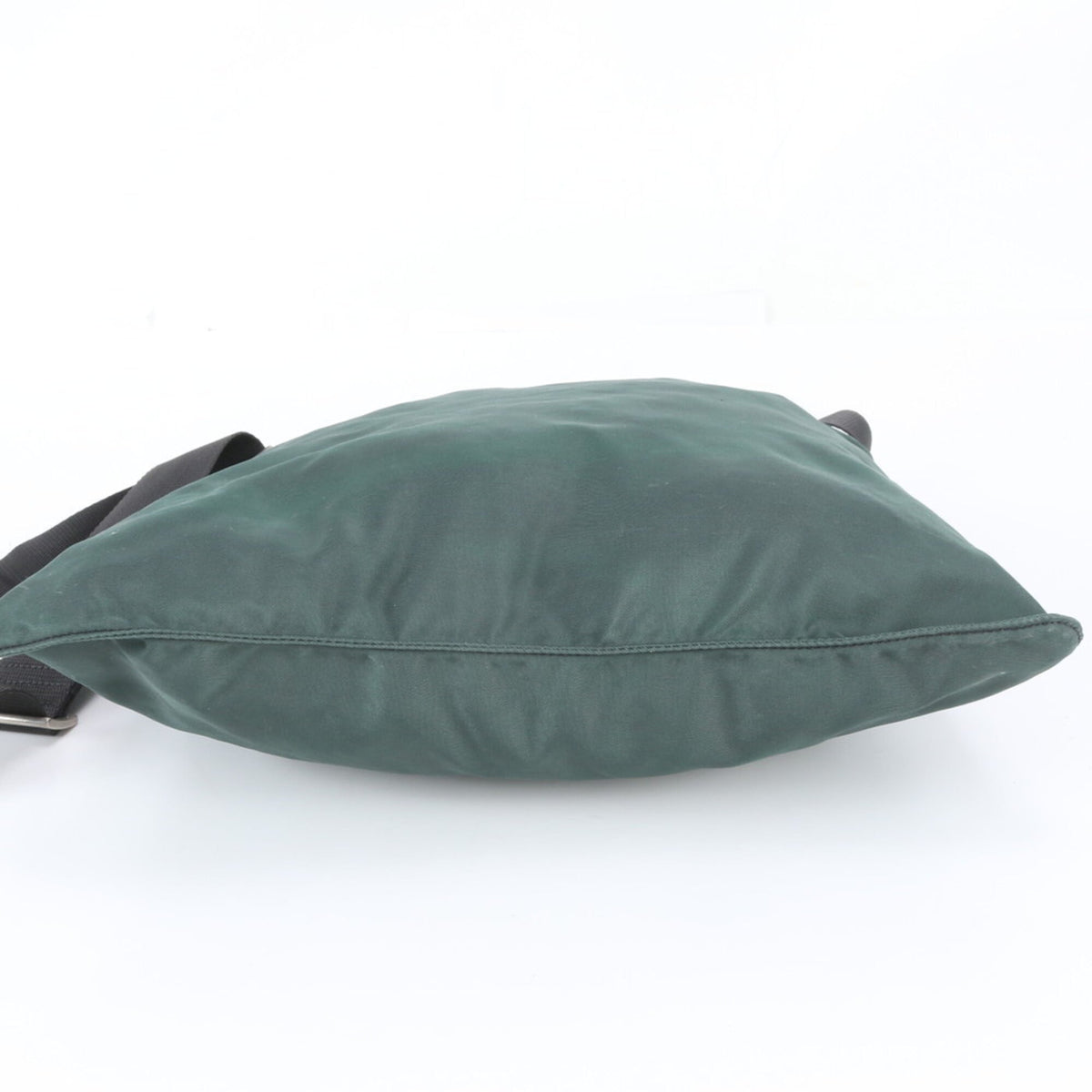 Prada Green Leather Nylon Messenger Bag Shoulder Bag (Pre-Owned)