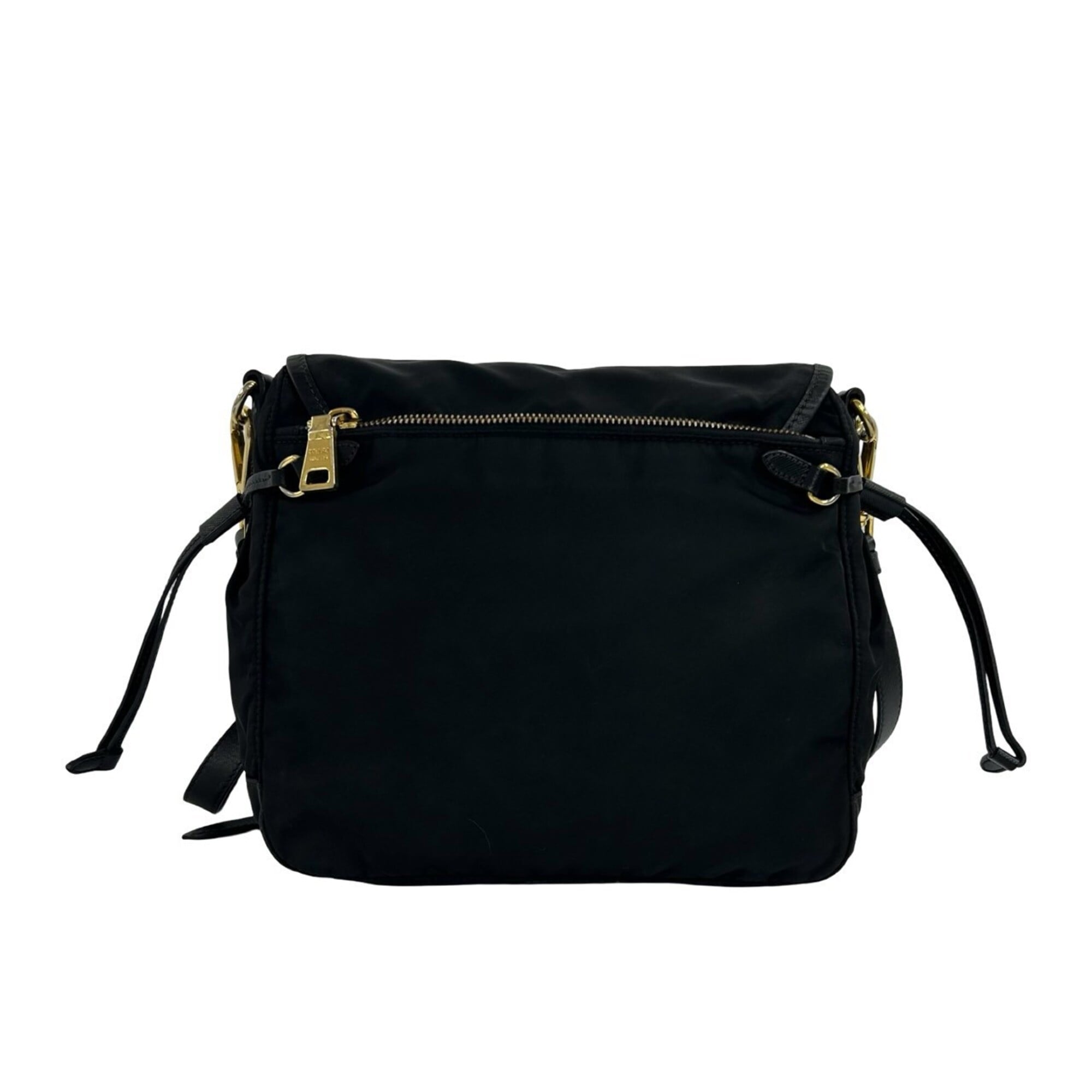 Prada Black Nylon Leather Pochette Shoulder Bag (Pre-Owned)