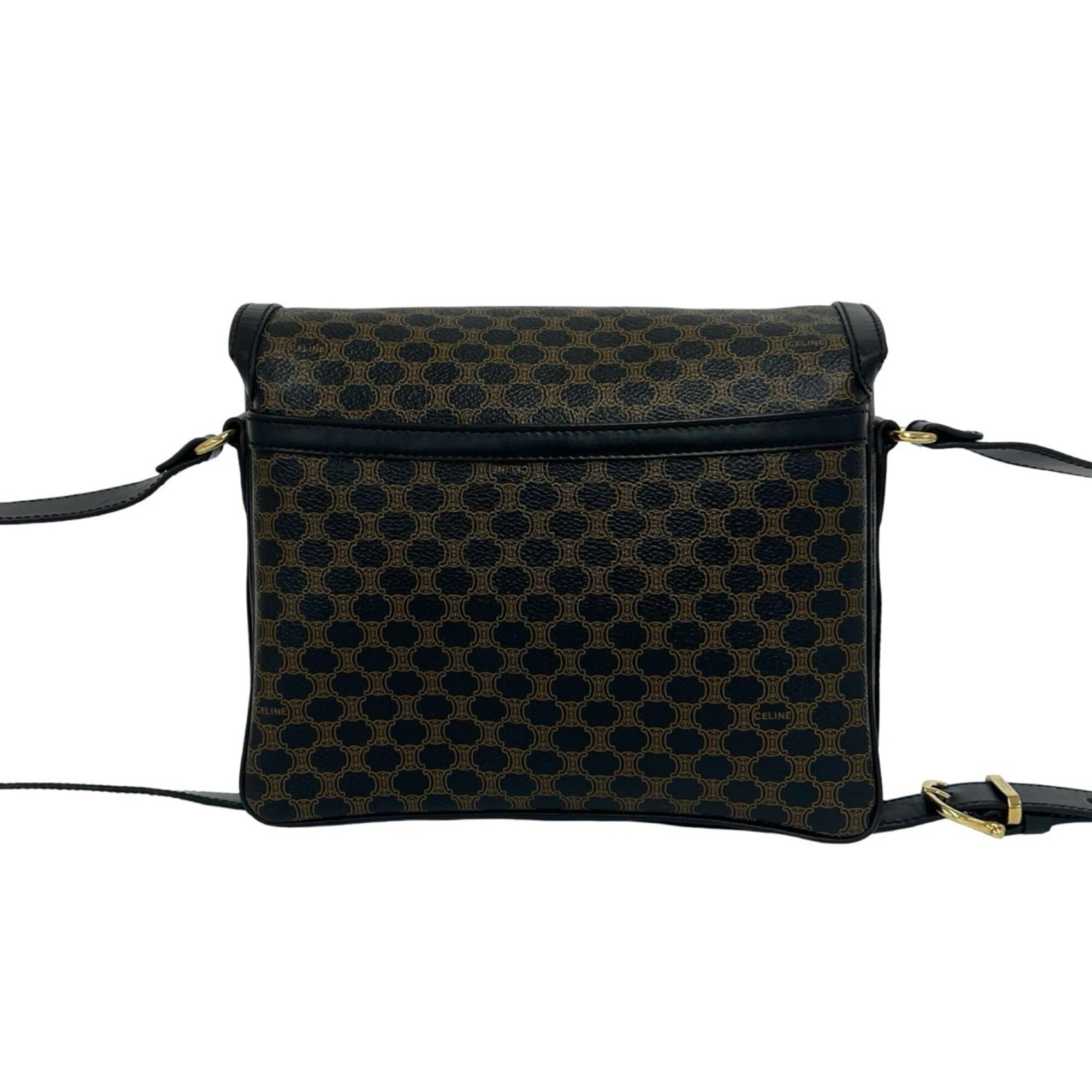 Celine Black Brown Leather Pvc Pochette Shoulder Bag (Pre-Owned)