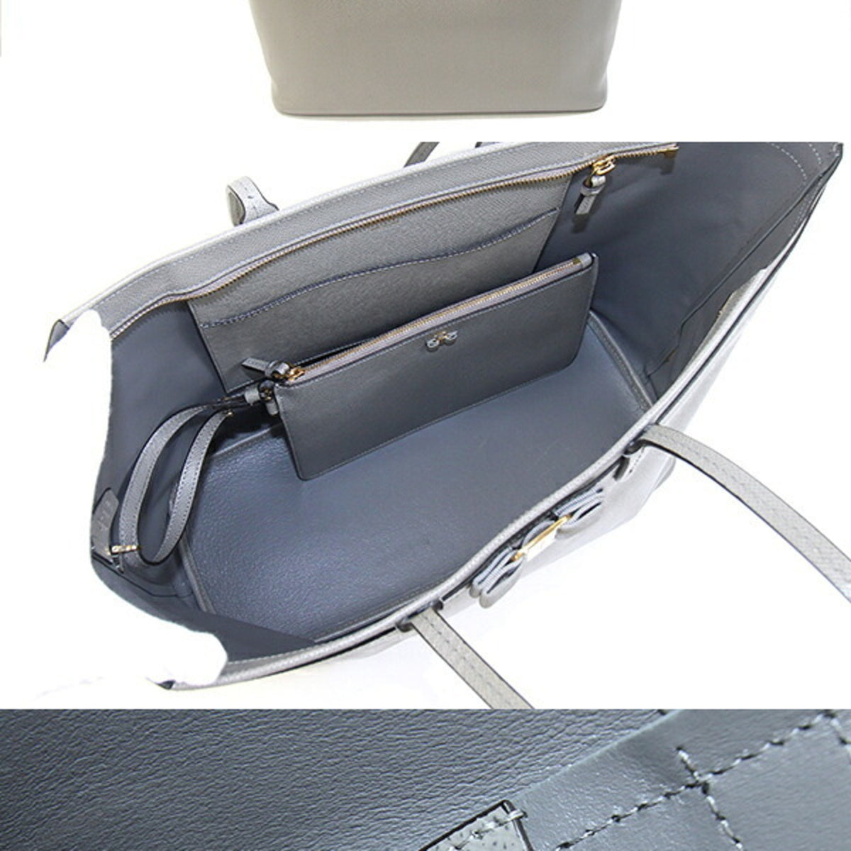 Salvatore Ferragamo Gray Leather Pouch Tote Bag (Pre-Owned)