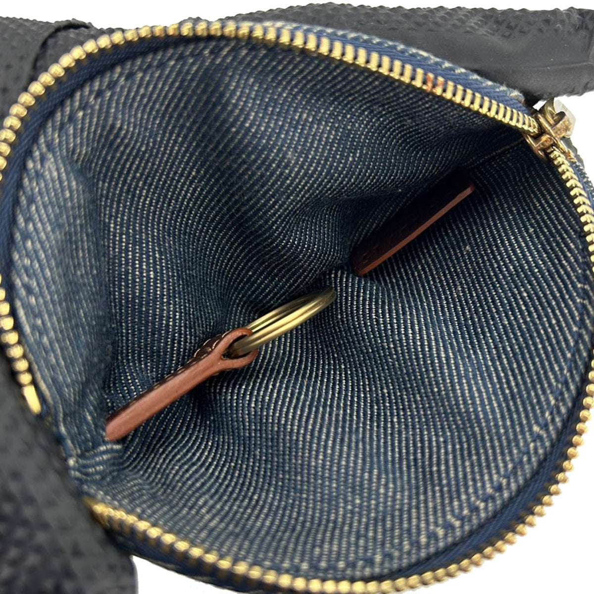 Celine Blue Brown Denim Leather Coin Purse/Coin Case (Pre-Owned)