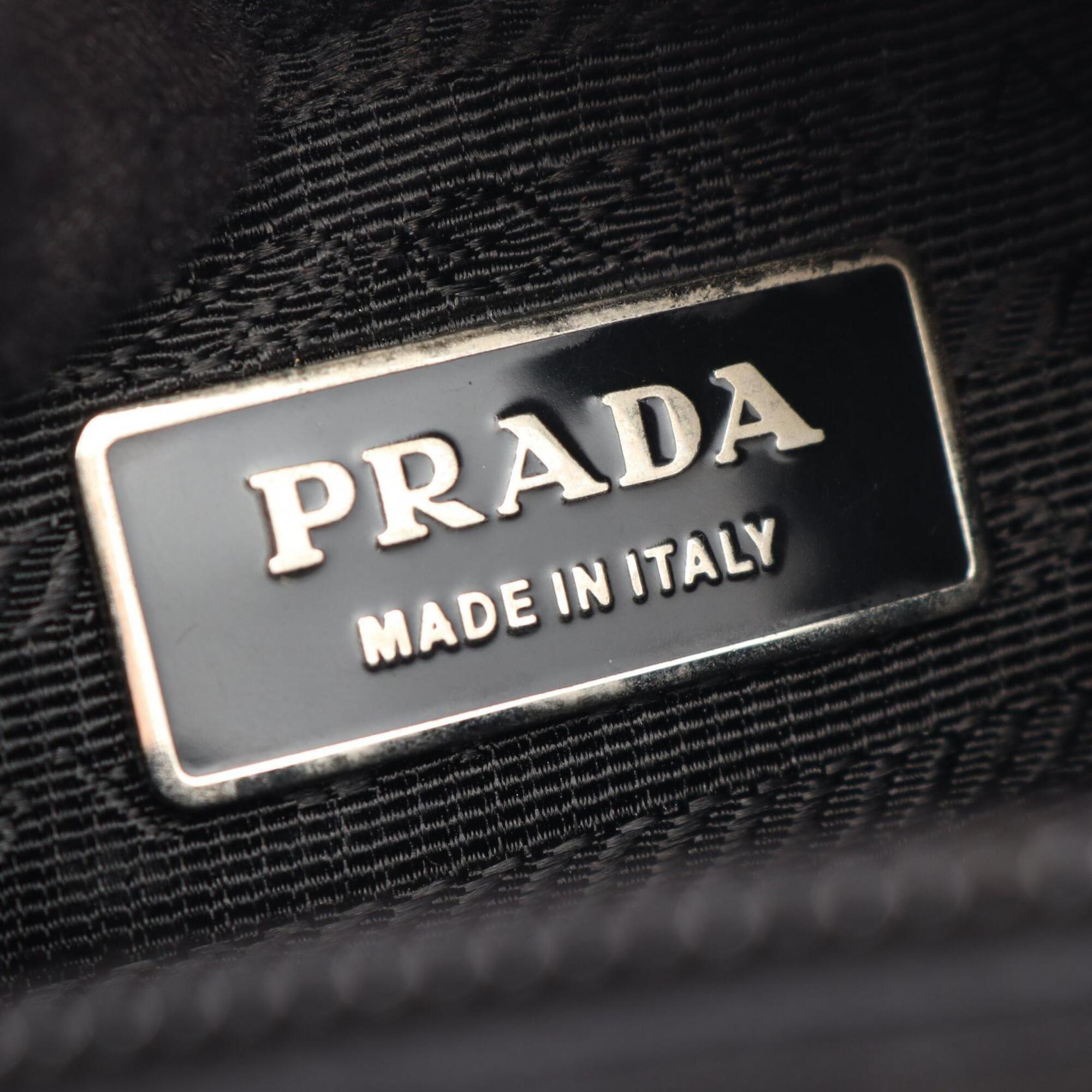 Prada Black Nylon Leather Handbag Shoulder Bag (Pre-Owned)