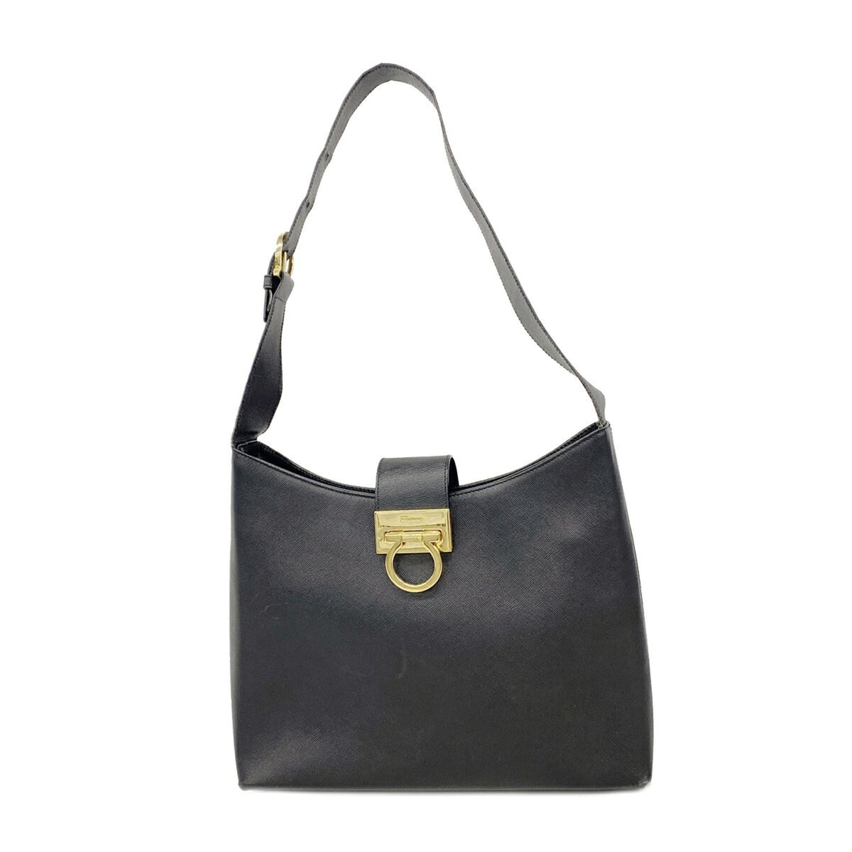 Salvatore Ferragamo Black Leather Shoulder Bag (Pre-Owned)