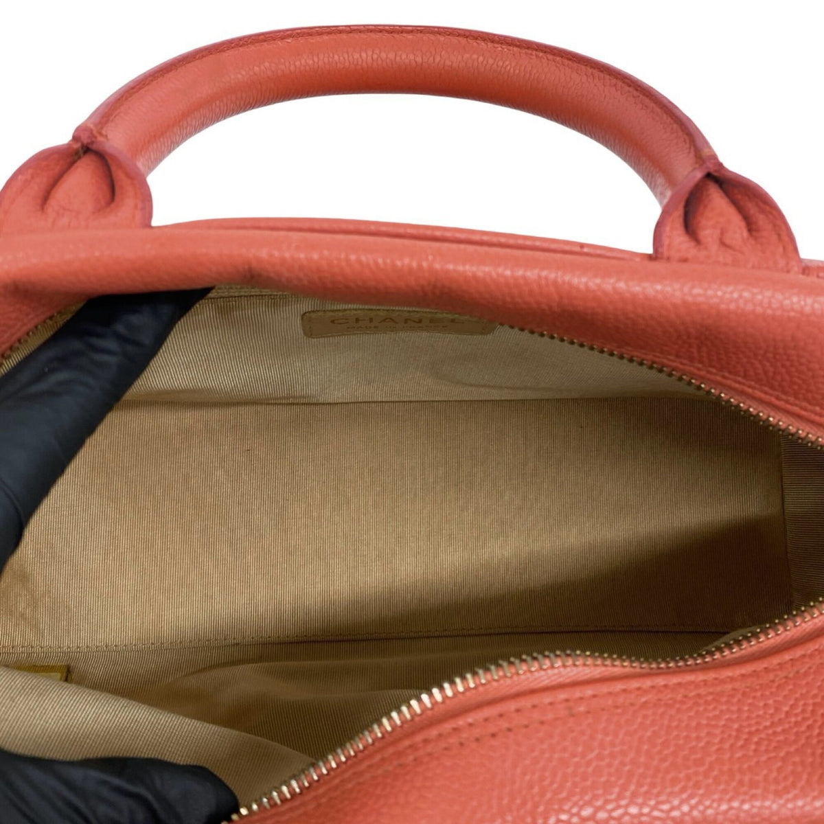 Chanel Pink Grained Calfskin Boston Bag Handbag (Pre-Owned)