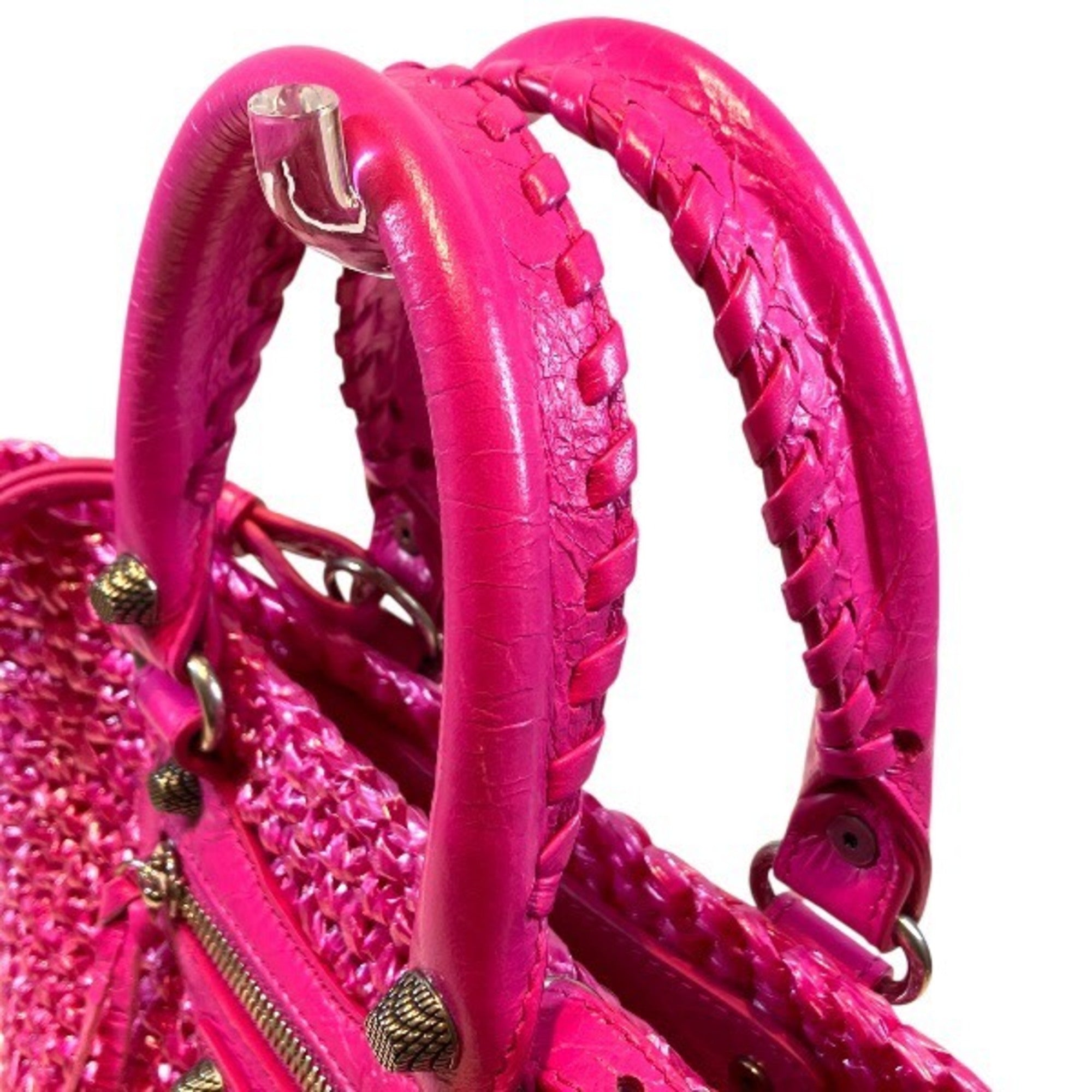 Balenciaga Pink Nylon Handbag Shoulder Bag (Pre-Owned)