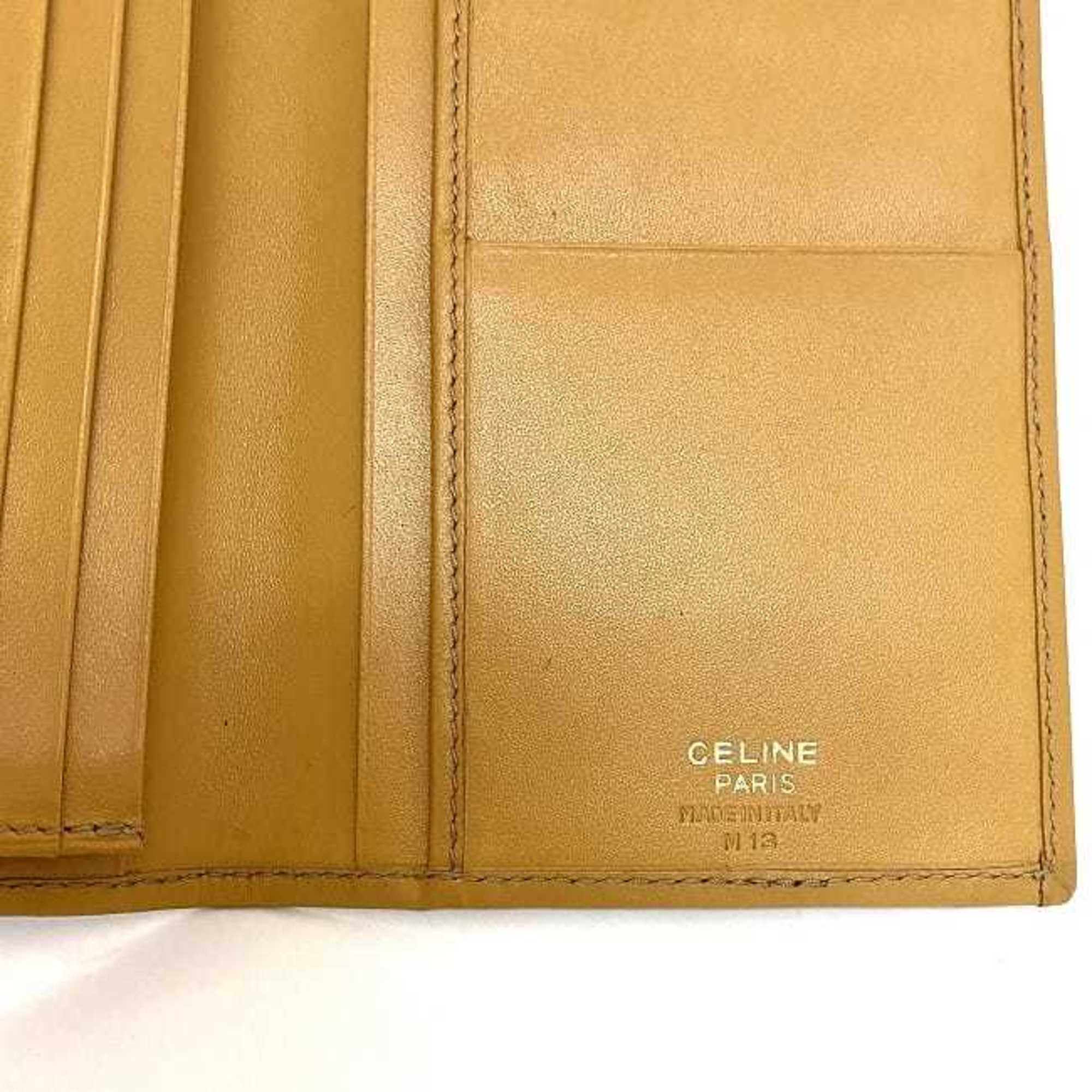 Celine Beige Brown Pvc Leather Long Wallet (Bi-Fold) (Pre-Owned)