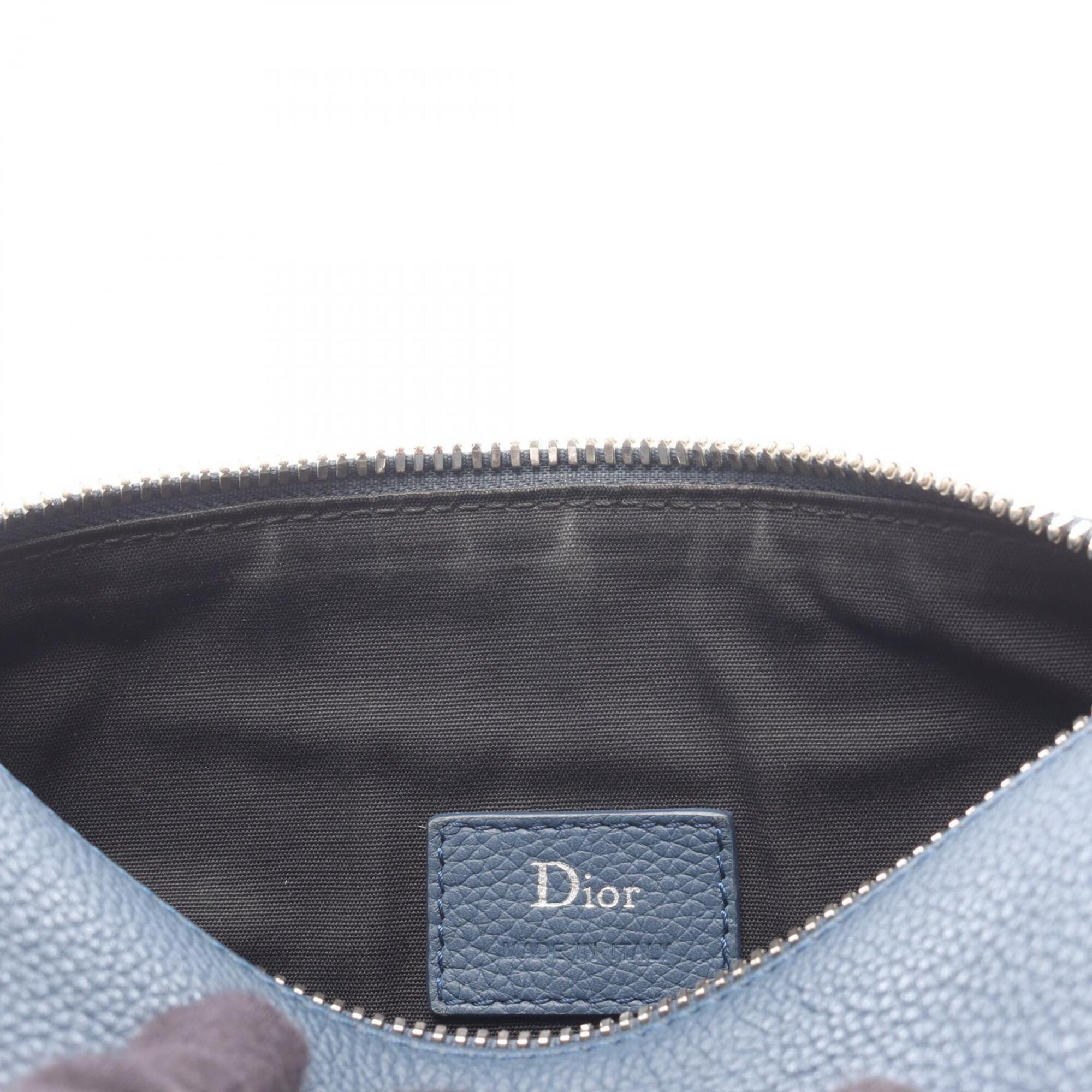 Christian Dior Blue Leather Handbag Shoulder Bag (Pre-Owned)