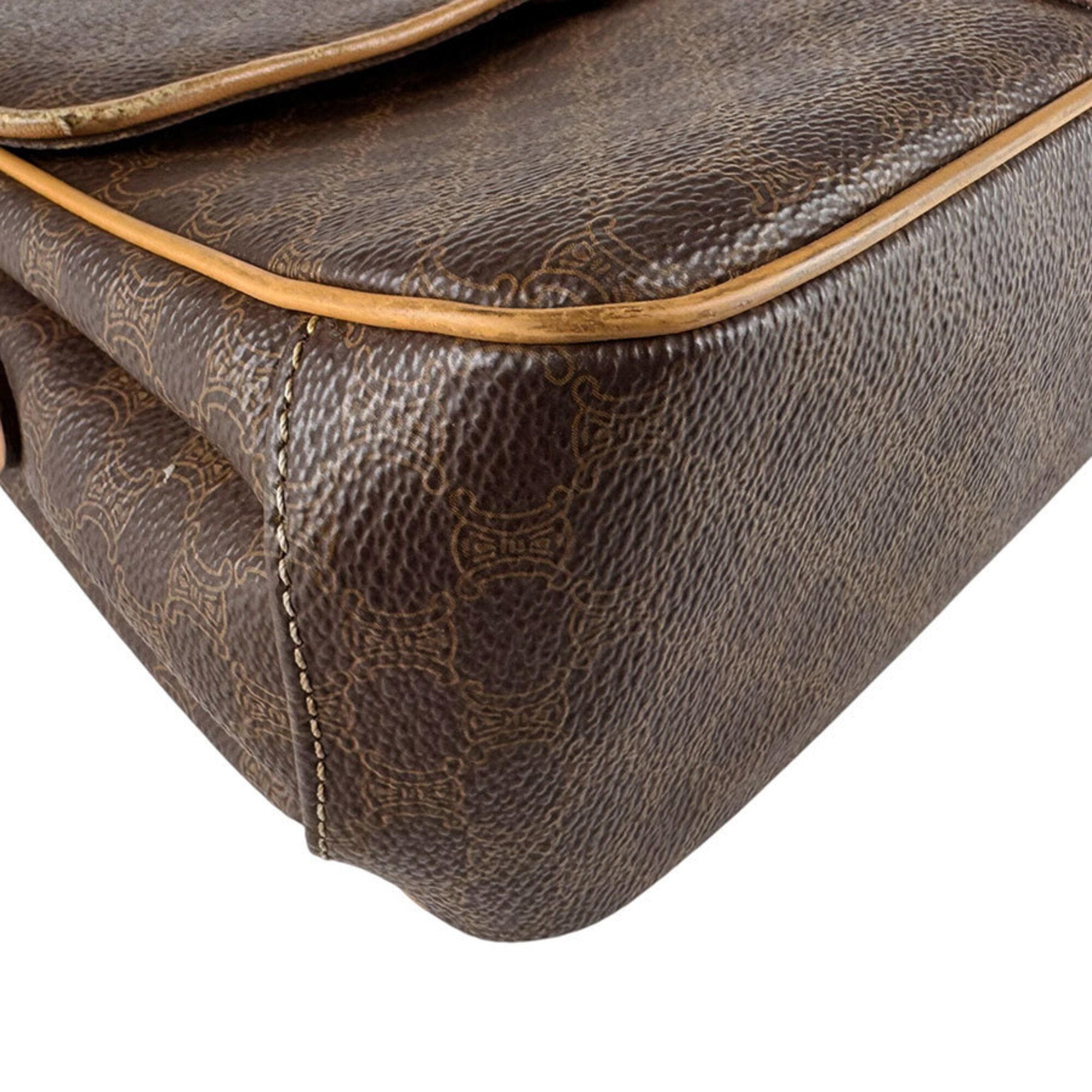 Celine Brown Coated Canvas Shoulder Bag (Pre-Owned)