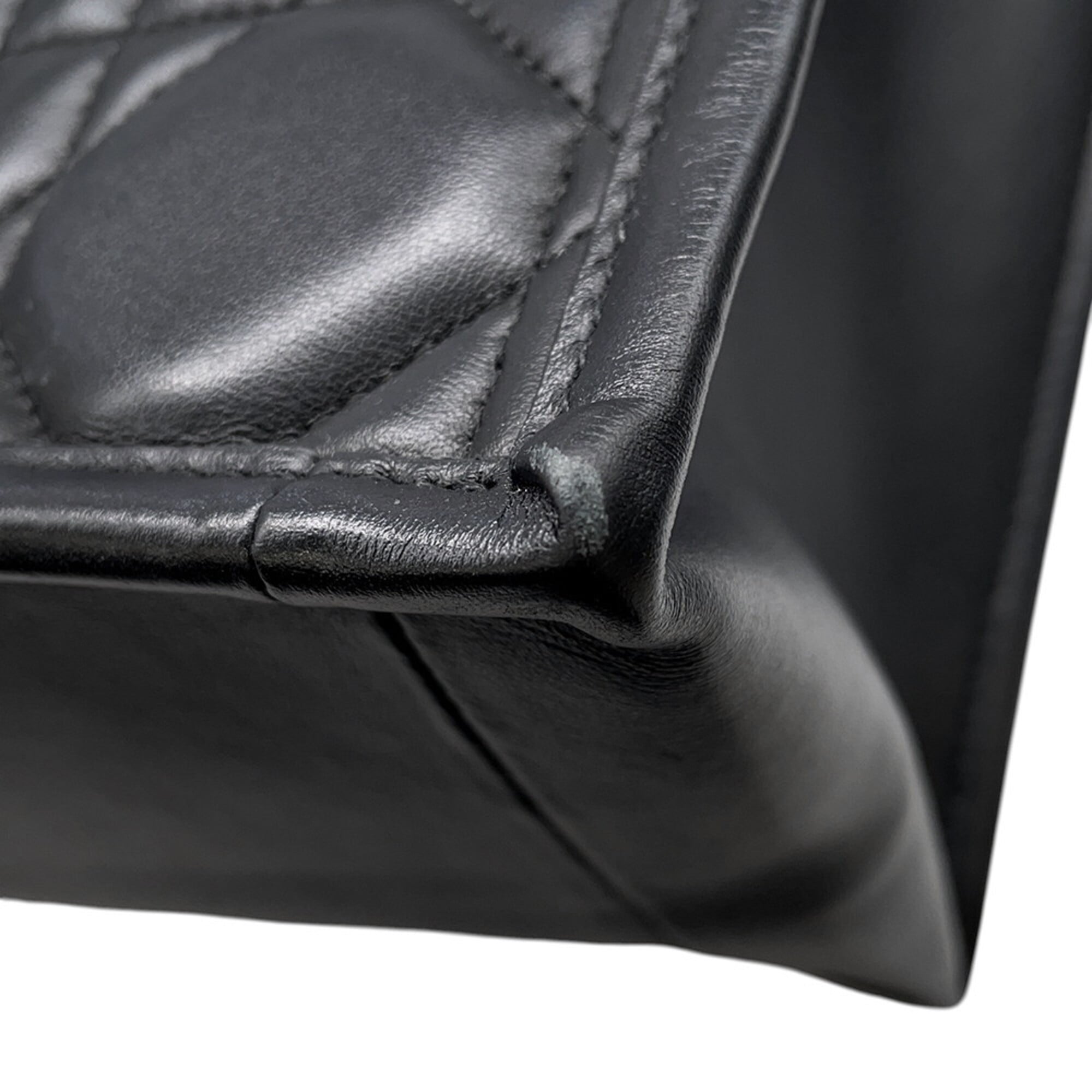 Christian Dior Black Leather Handbag Tote Bag (Pre-Owned)