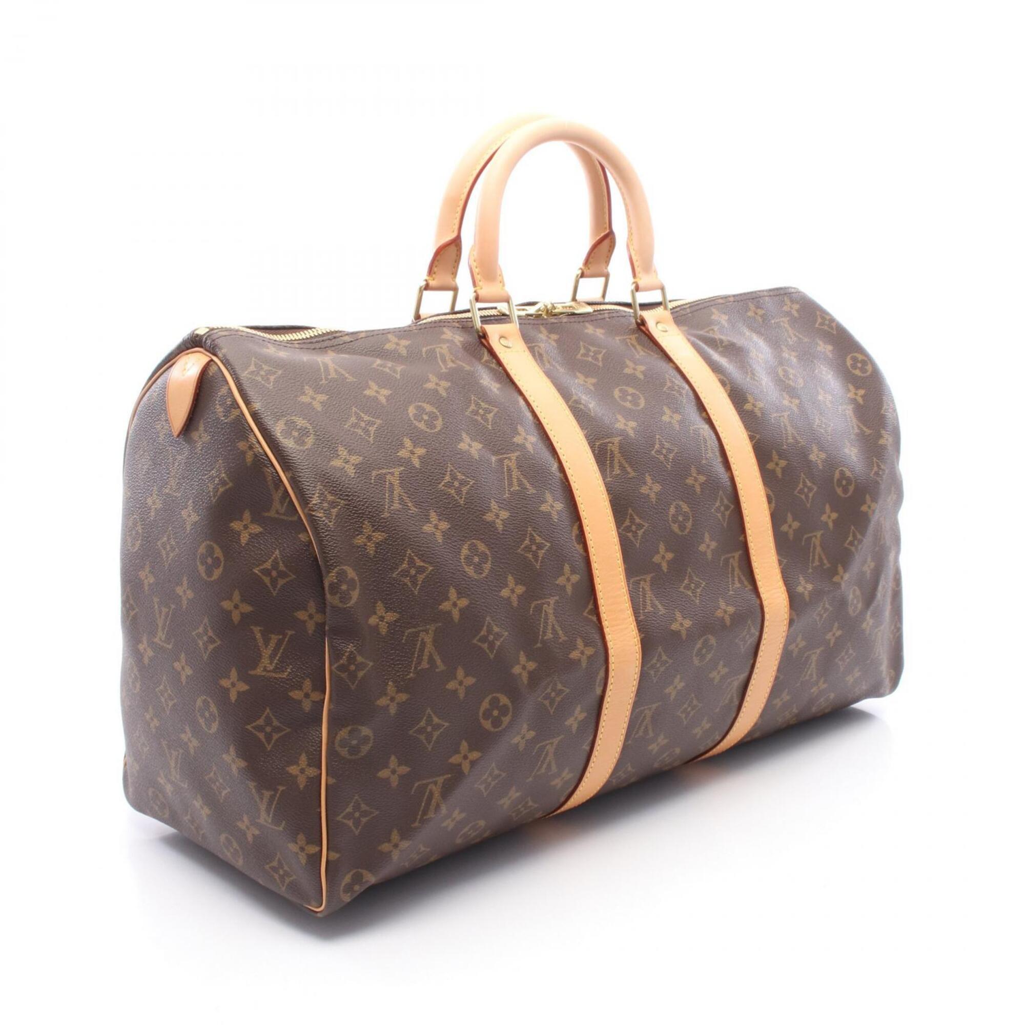 Louis Vuitton Brown Monogram Coated Canvas Leather Boston Bag Handbag (Pre-Owned)