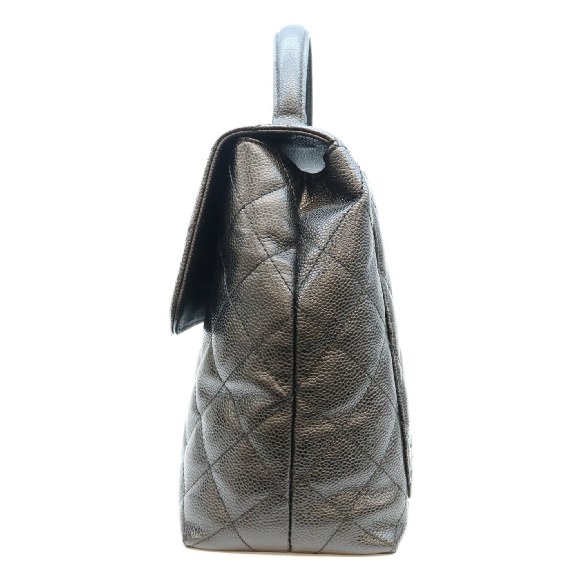 Chanel Black Grained Calfskin Handbag (Pre-Owned)