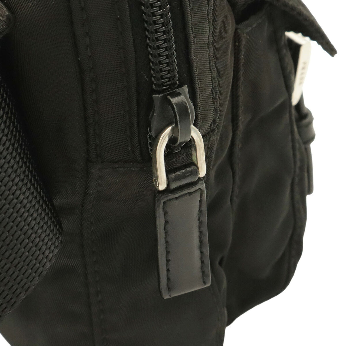 Prada Black Nero Nylon Leather Fanny Pack Pouch Sling Bag (Pre-Owned)