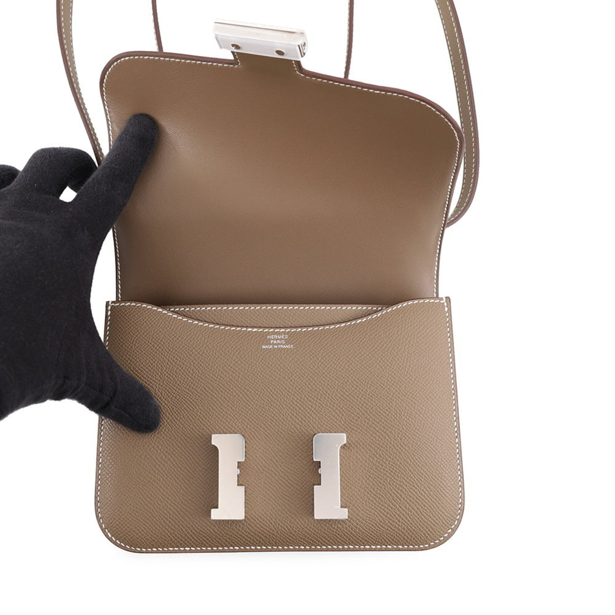 Hermes Etoupe Gray Epsom Leather Shoulder Bag