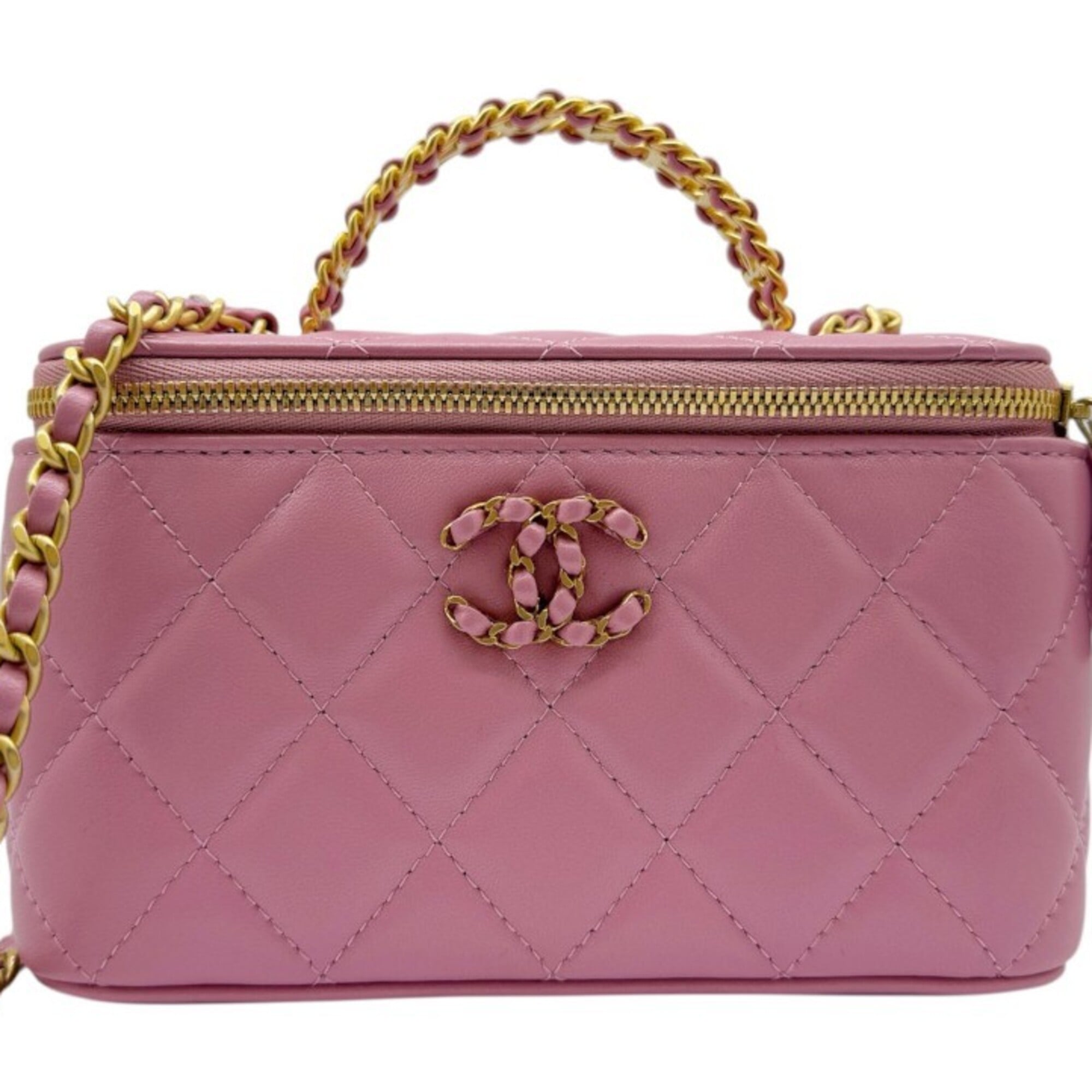 Chanel Pink Leather Handbag Shoulder Bag (Pre-Owned)