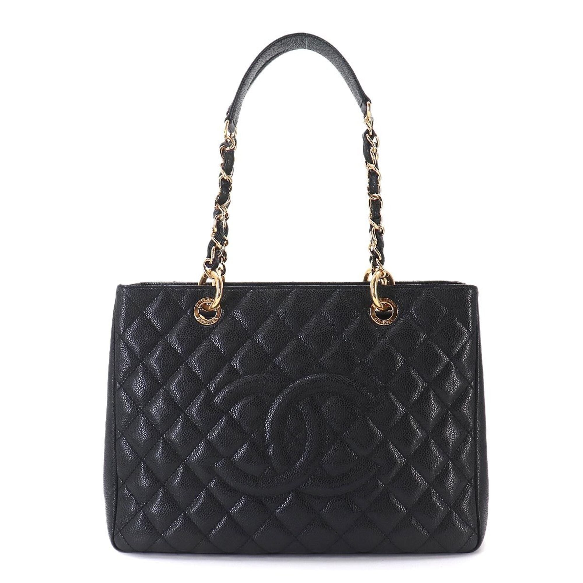 Chanel Black Grained Calfskin Handbag Tote Bag (Pre-Owned)