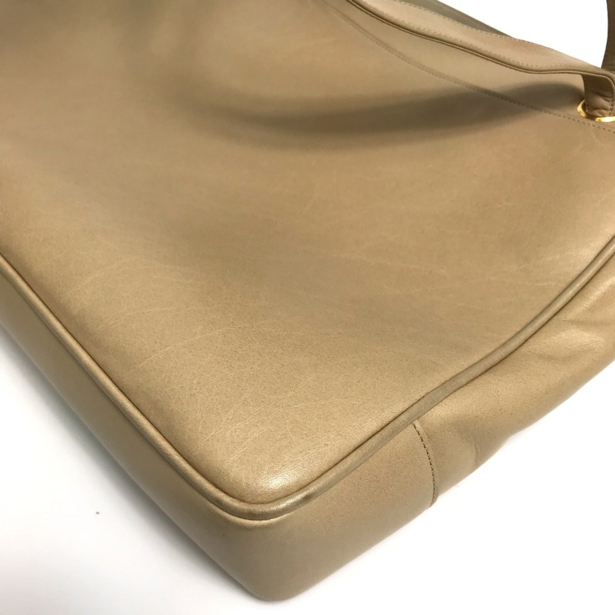 Chanel Beige Leather Shoulder Bag Tote Bag (Pre-Owned)