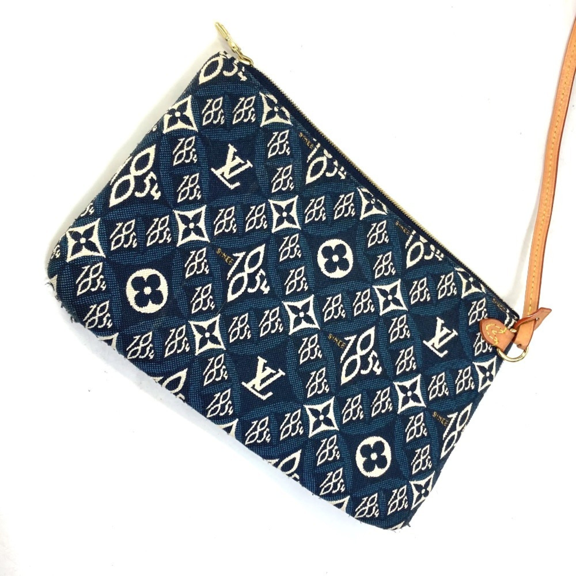 Louis Vuitton Navy Jacquard Shoulder Bag Tote Bag (Pre-Owned)