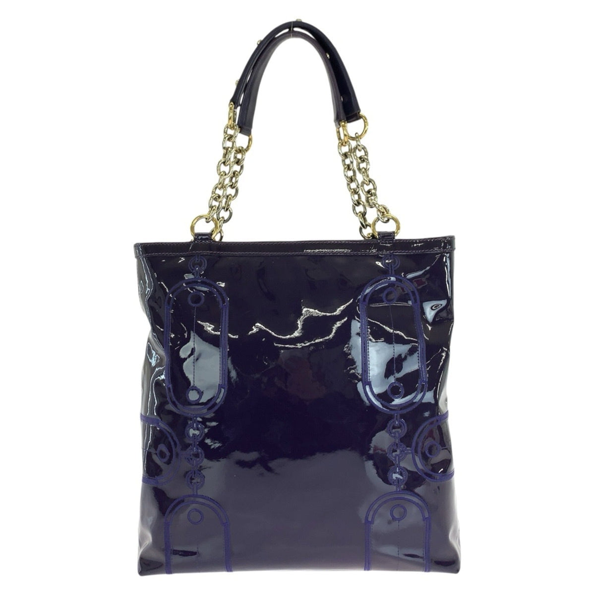 Versace Purple Leather Shoulder Bag Tote Bag (Pre-Owned)