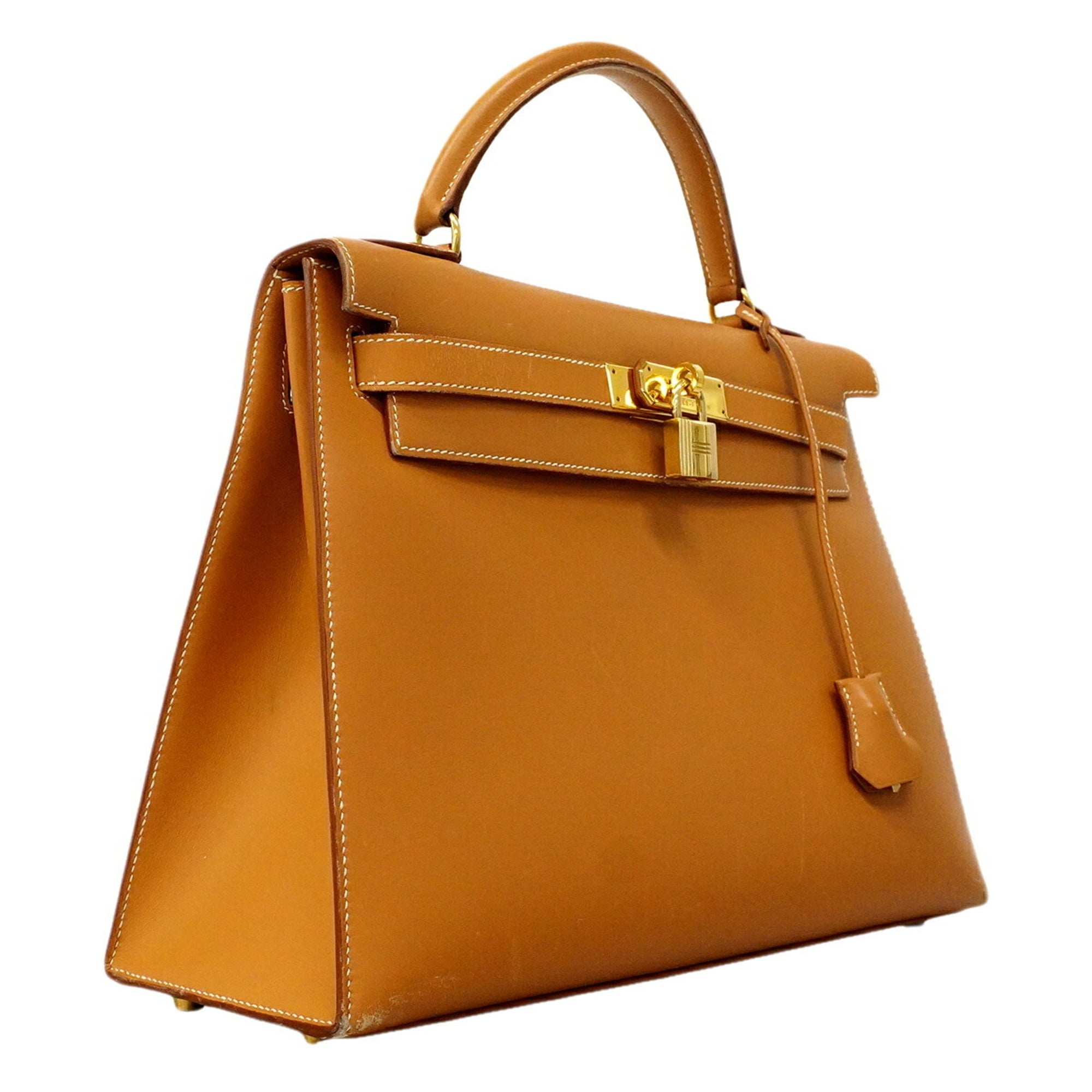 Hermes Natural Sable Box Calf Leather Handbag (Pre-Owned)