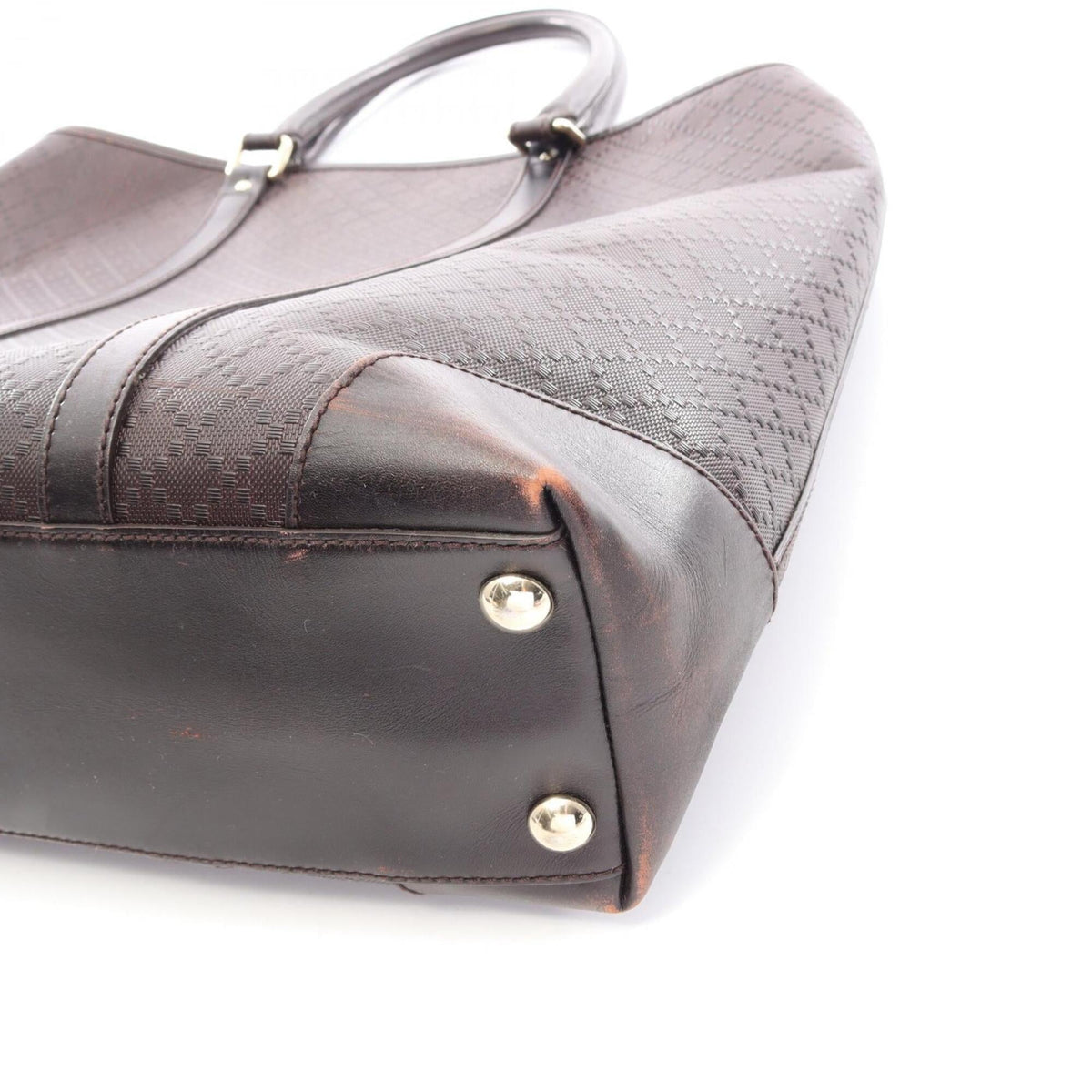 Gucci Brown Coated Canvas Leather Handbag Tote Bag (Pre-Owned)