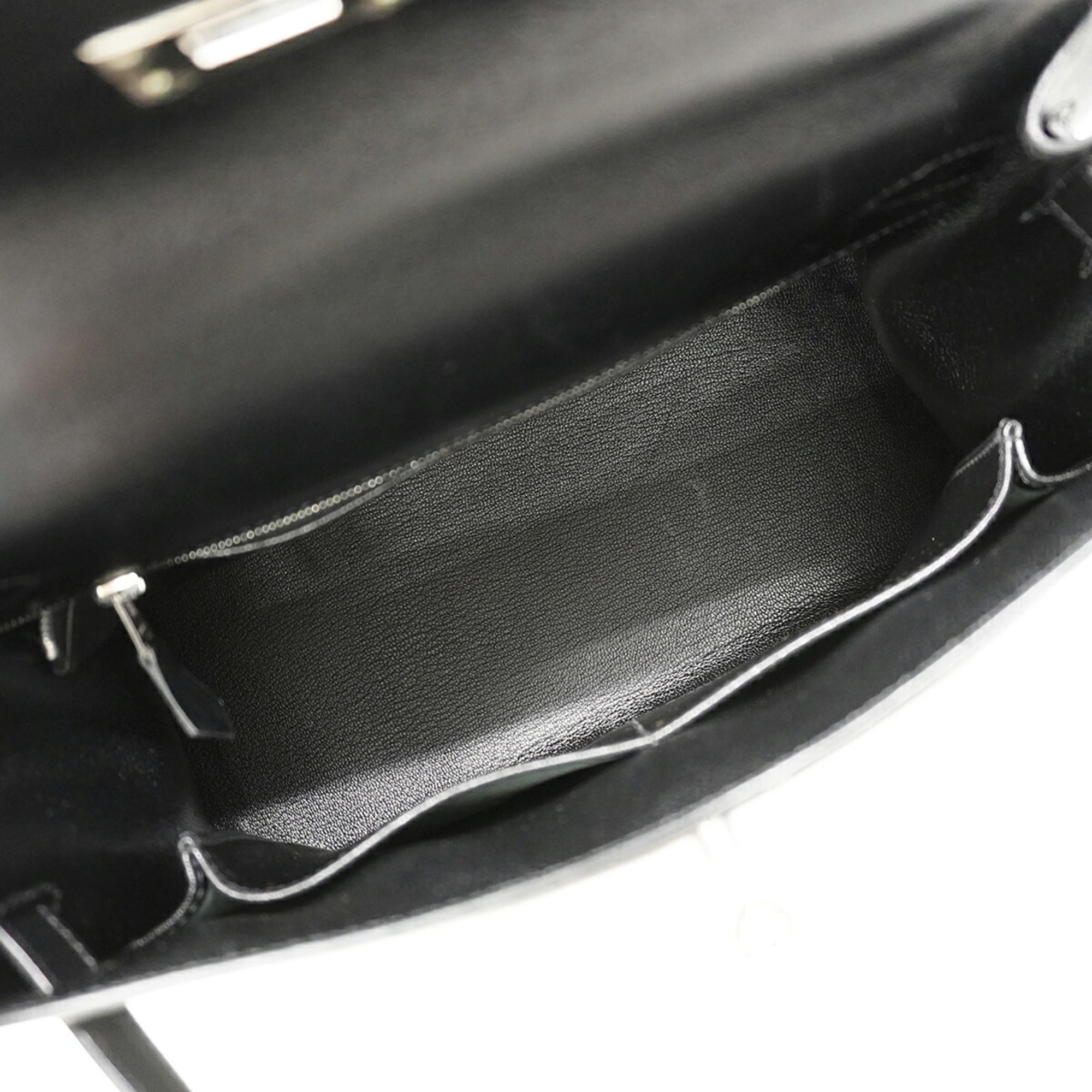 Hermes Black Box Calf Leather Handbag (Pre-Owned)
