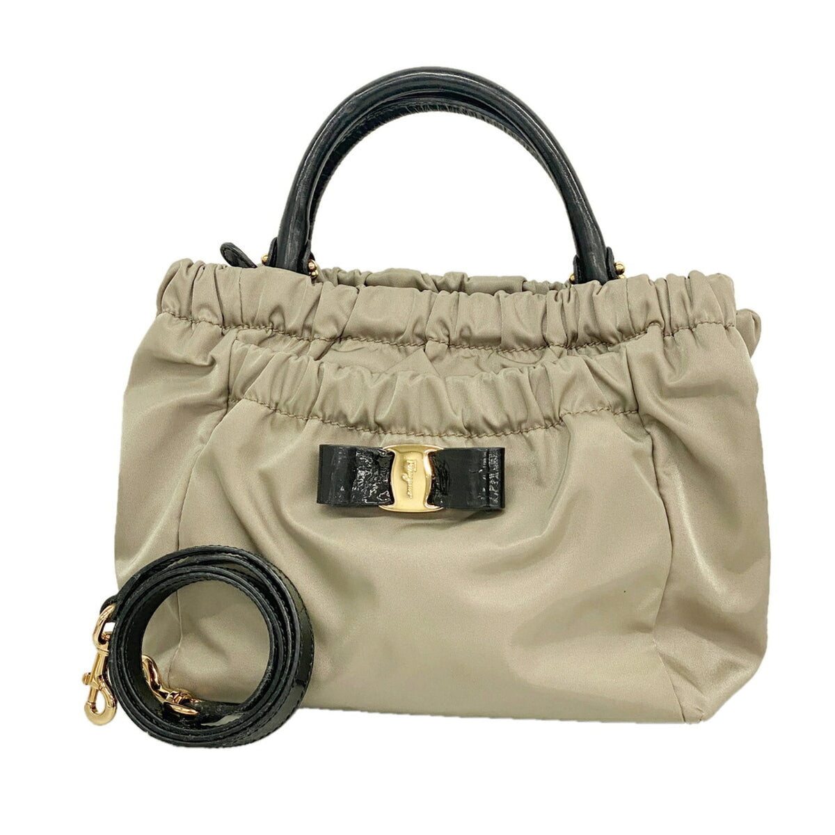 Salvatore Ferragamo Gray Nylon Handbag (Pre-Owned)