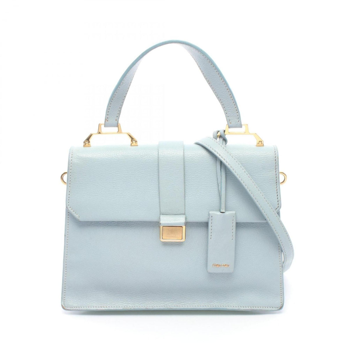 Miu Miu Blue Green Pink Leather Handbag (Pre-Owned)