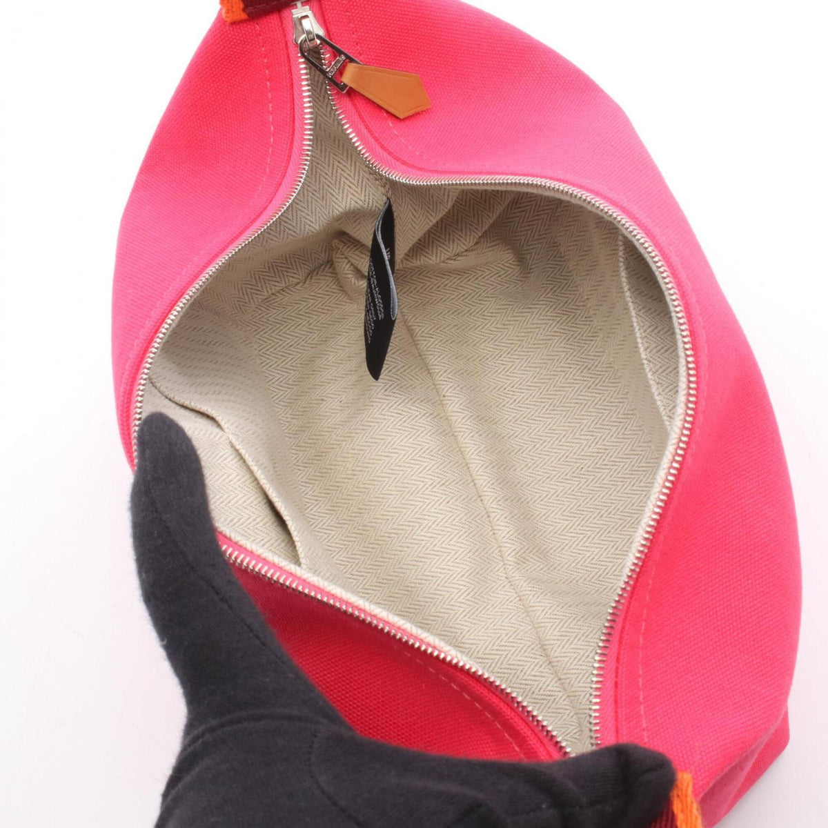 Hermes Bordeaux Orange Pink Canvas Pouch (Pre-Owned)