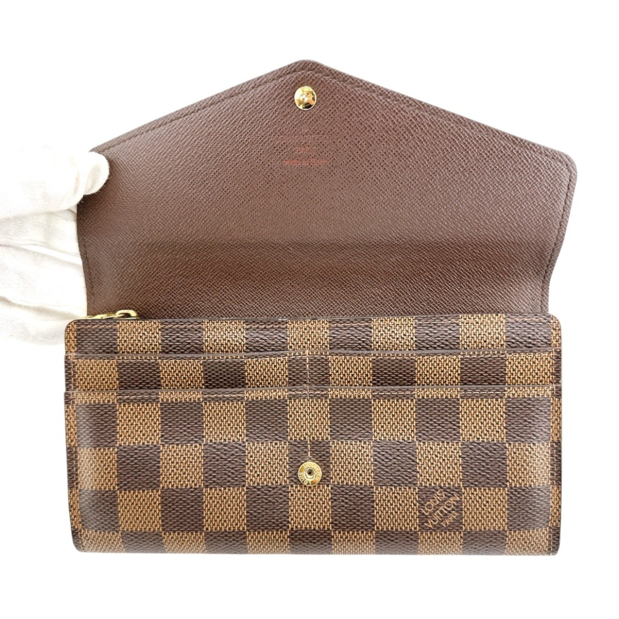 Louis Vuitton Brown Ebene Damier Canvas Long Wallet (Tri-Fold) (Pre-Owned)