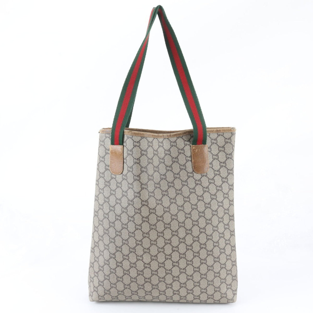 Gucci Brown Leather Coated Canvas Shoulder Bag Tote Bag (Pre-Owned)