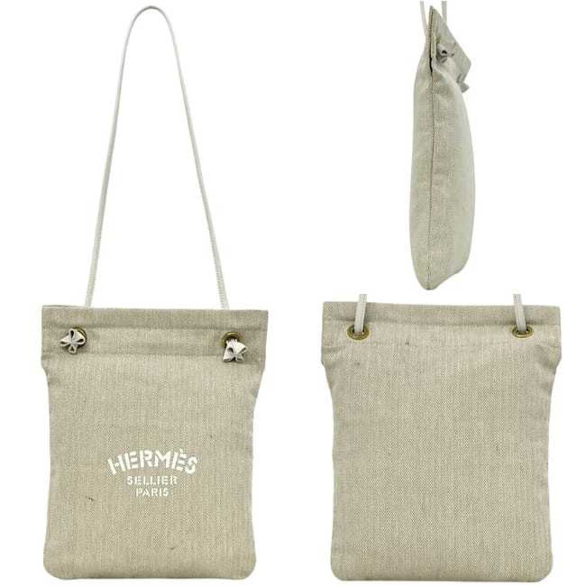 Hermes Beige Natural White Cotton 100% Shoulder Bag Tote Bag (Pre-Owned)