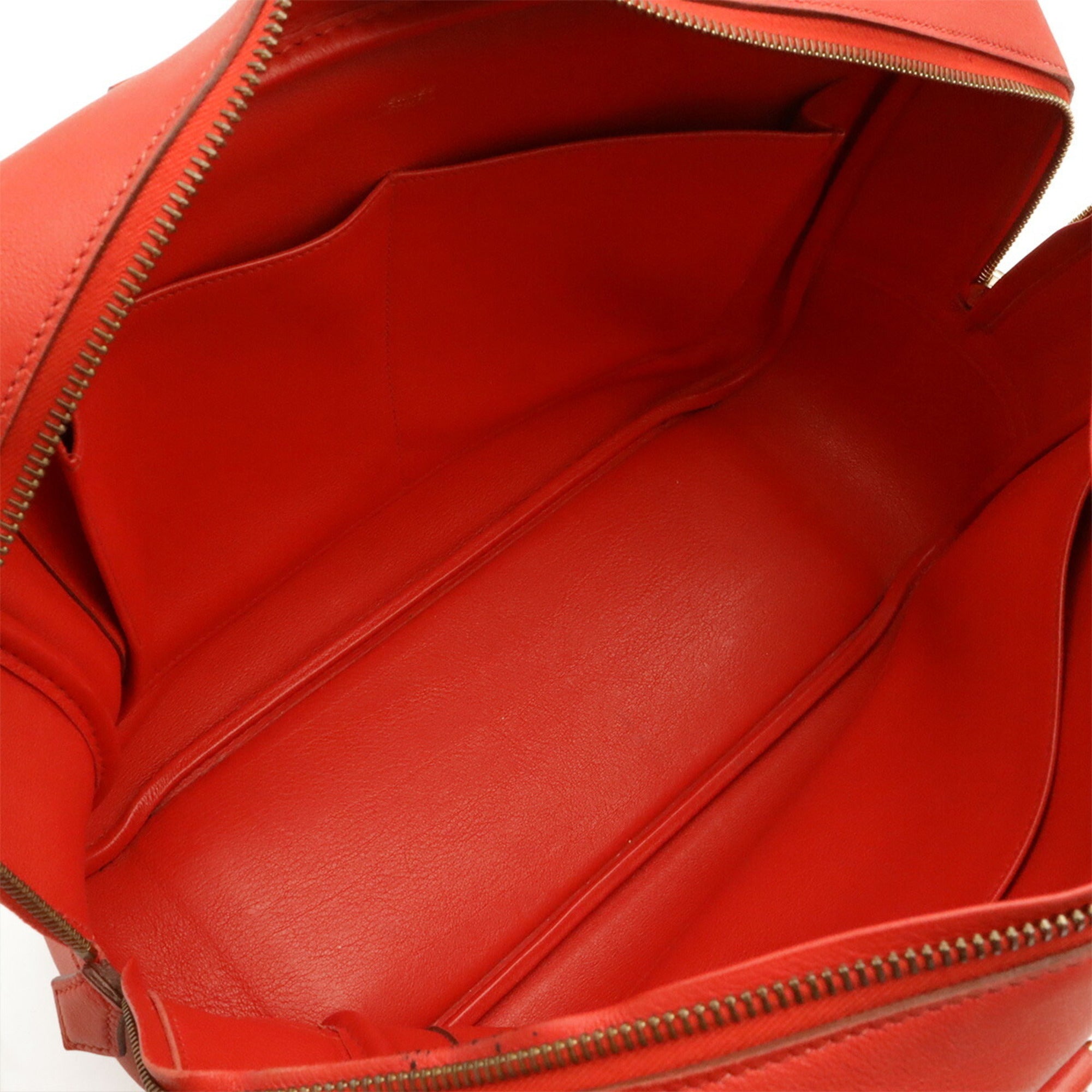 Hermes Red Color Rouge Vif Courchevel Leather Handbag Tote Bag (Pre-Owned)