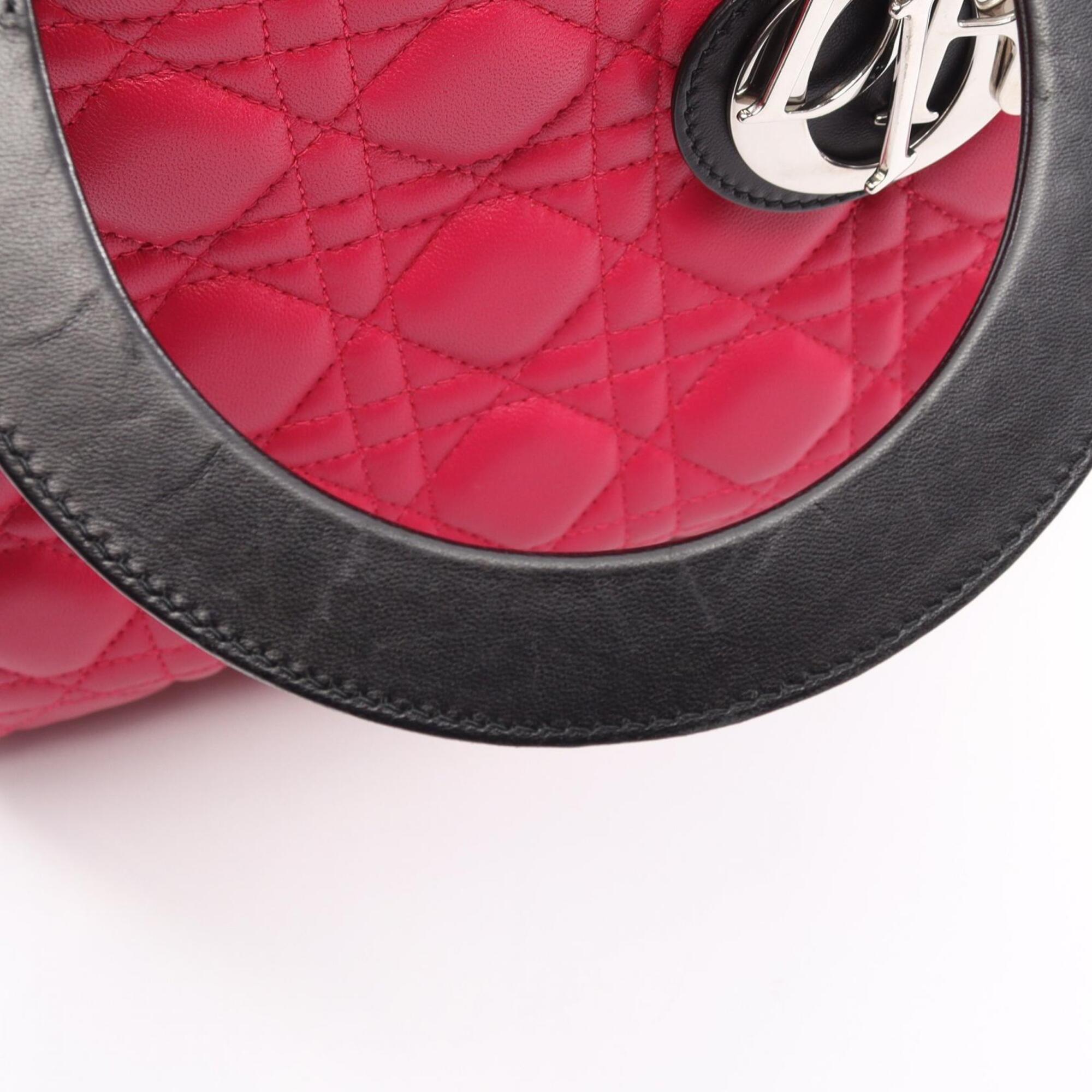 Christian Dior Black Pink Purple Leather Handbag (Pre-Owned)