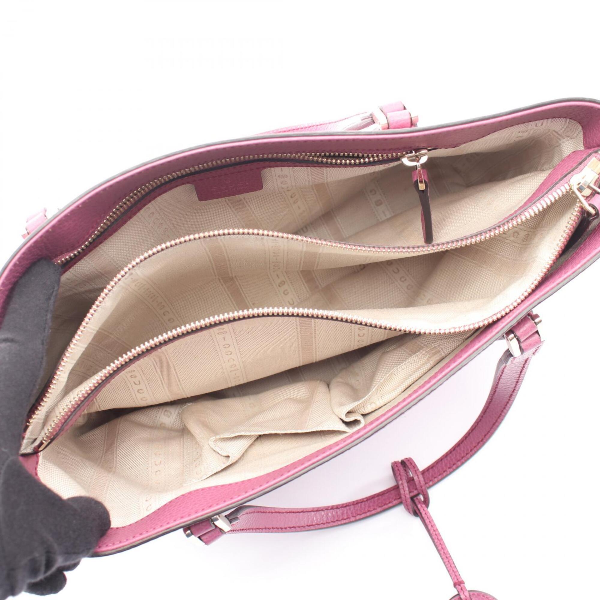 Gucci Purple Leather Handbag Tote Bag (Pre-Owned)