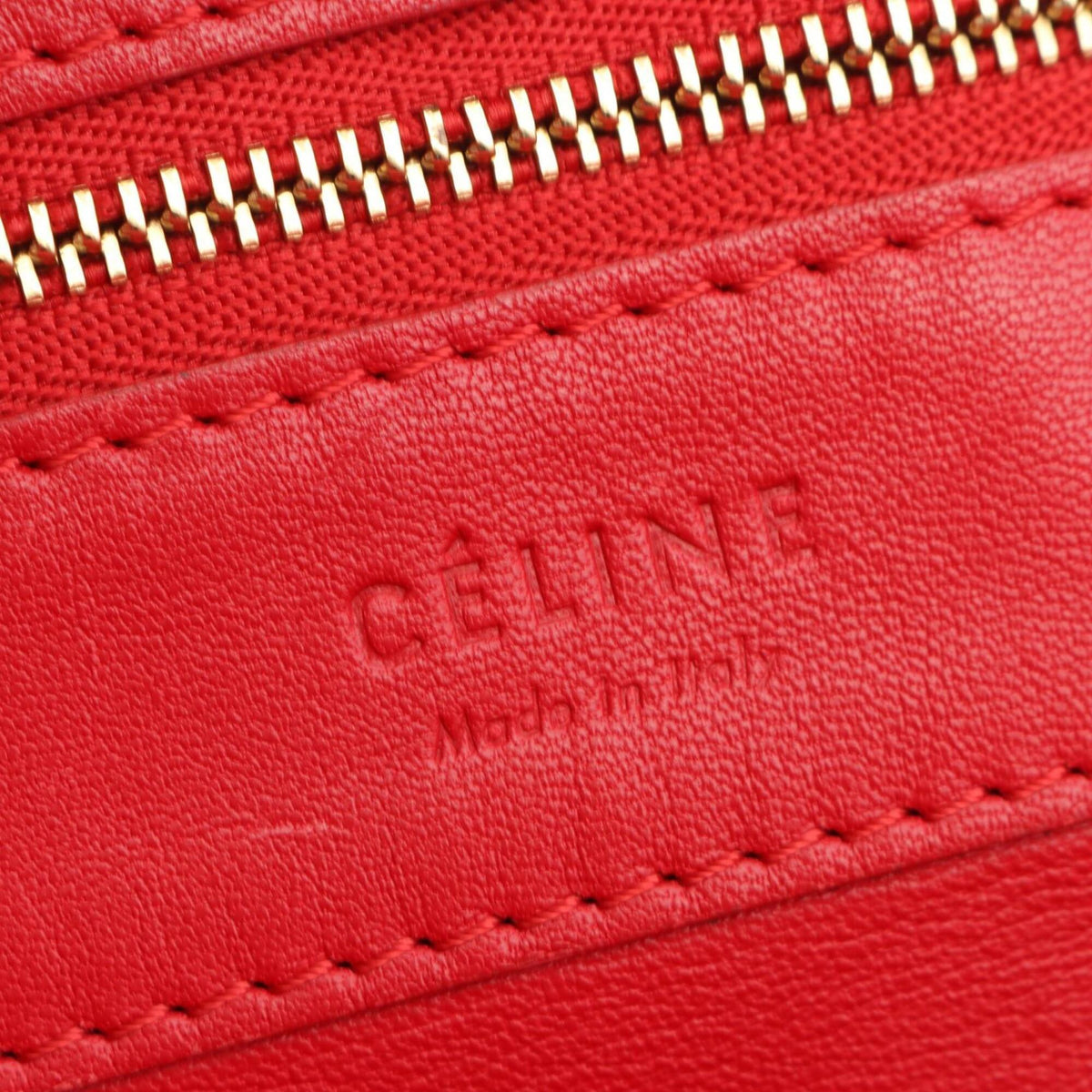 Celine Red Color Leather Handbag Tote Bag (Pre-Owned)