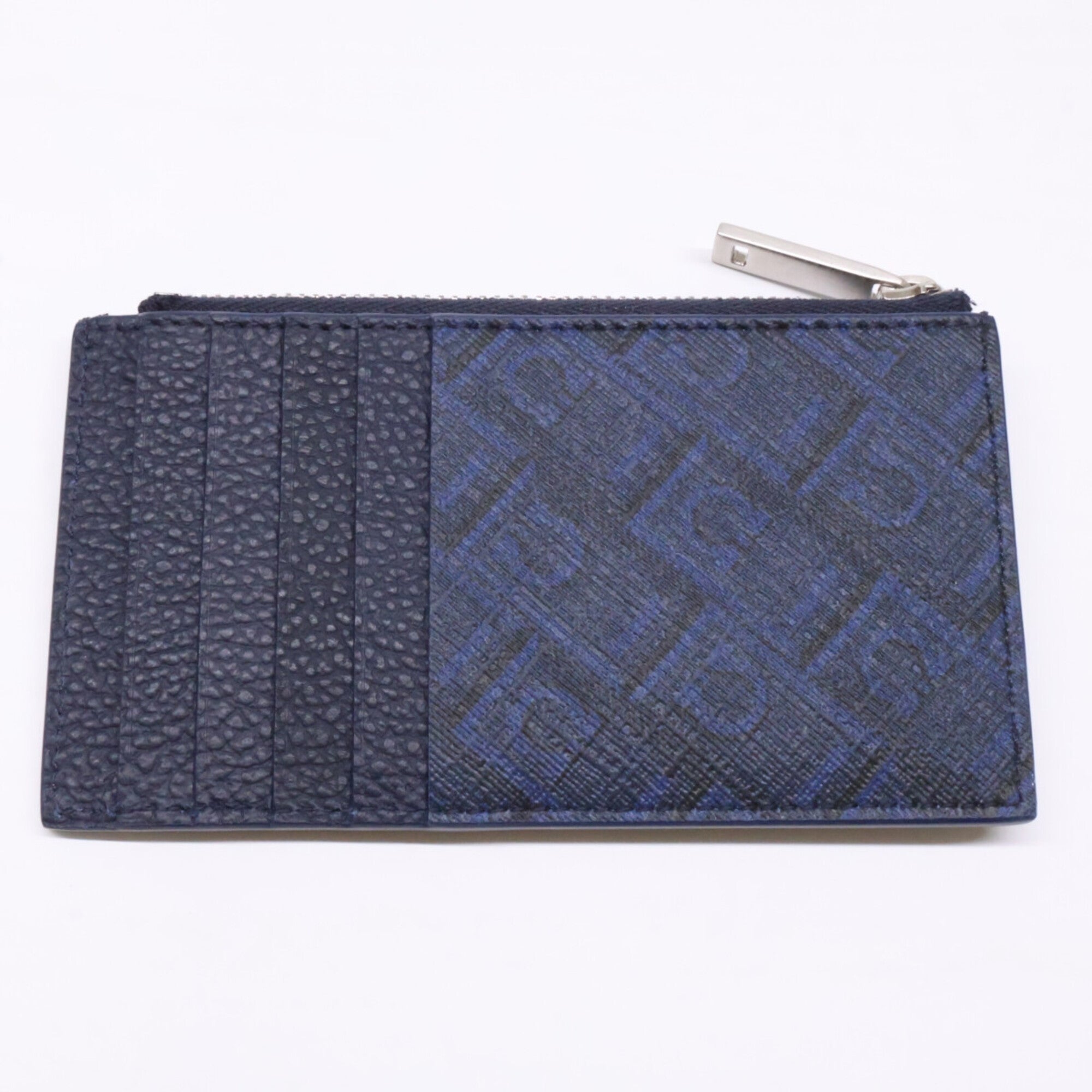Salvatore Ferragamo Navy Leather Coin Purse/Coin Case (Pre-Owned)