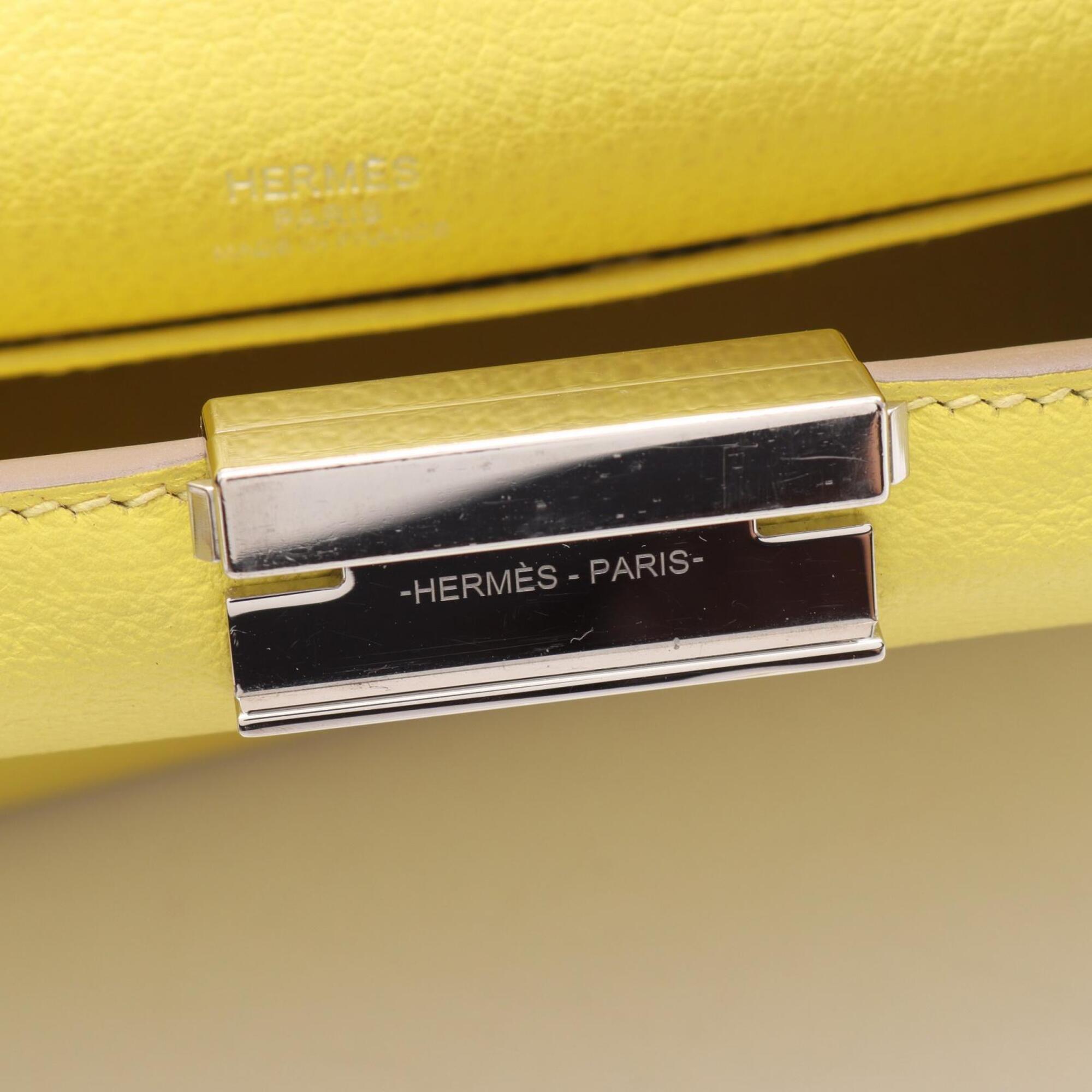 Hermes Lime Yellow Leather Handbag Shoulder Bag (Pre-Owned)