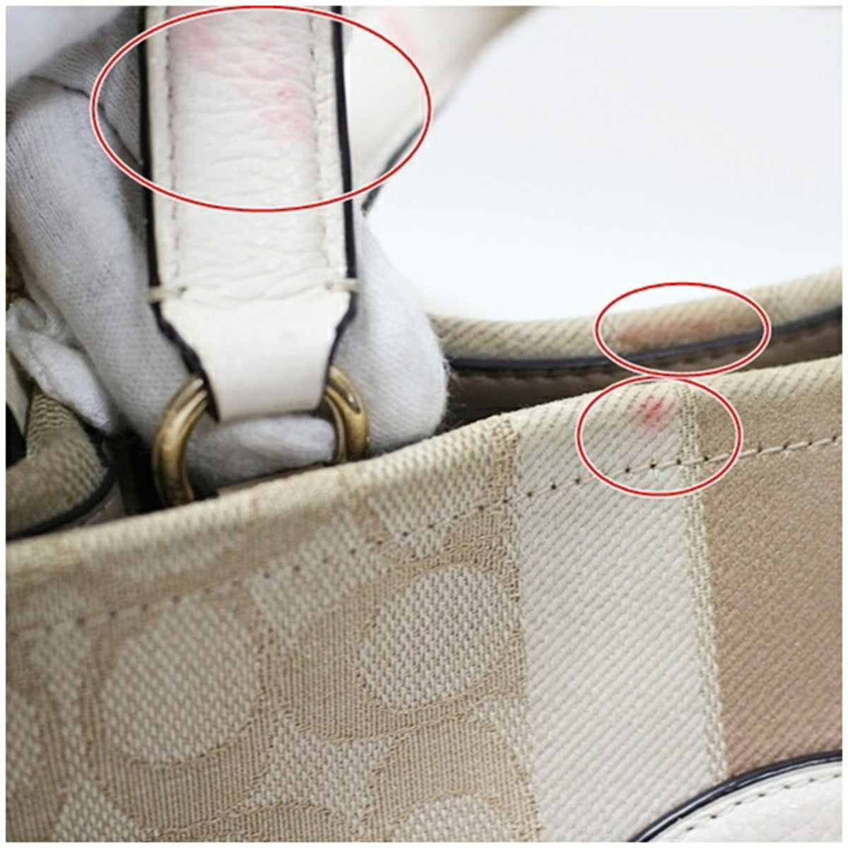 Coach Beige Ivory Canvas Leather Shoulder Bag (Pre-Owned)
