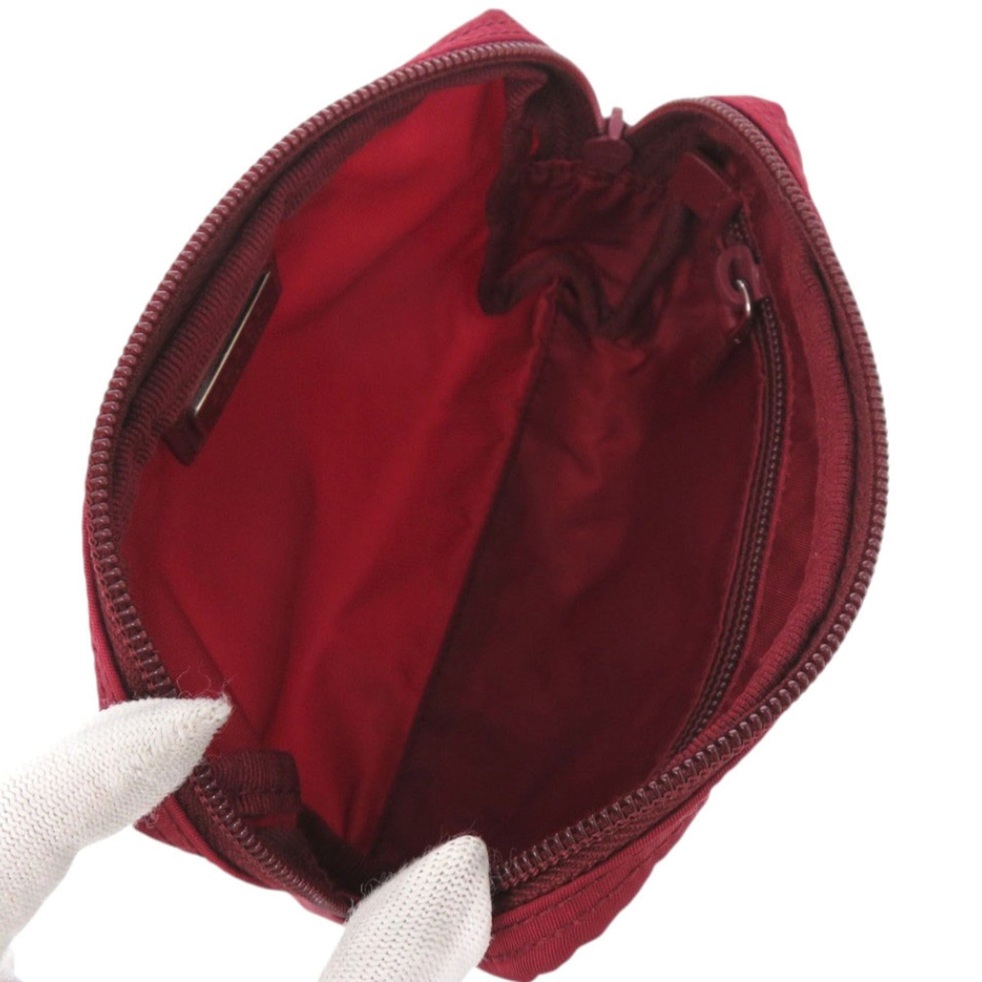 Prada Red Color Nylon Pouch (Pre-Owned)