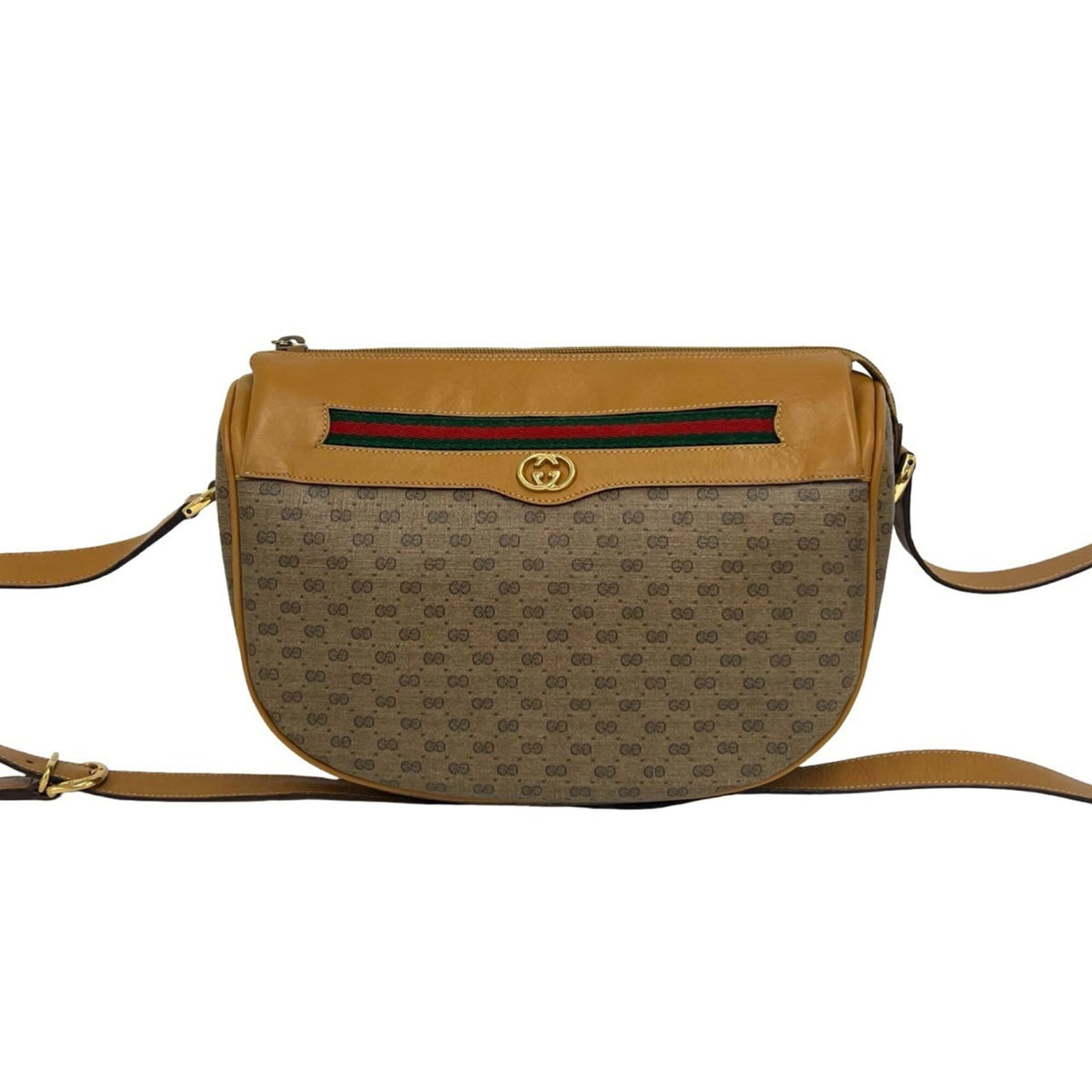 Gucci Brown Green Red Color Pvc Leather Shoulder Bag (Pre-Owned)