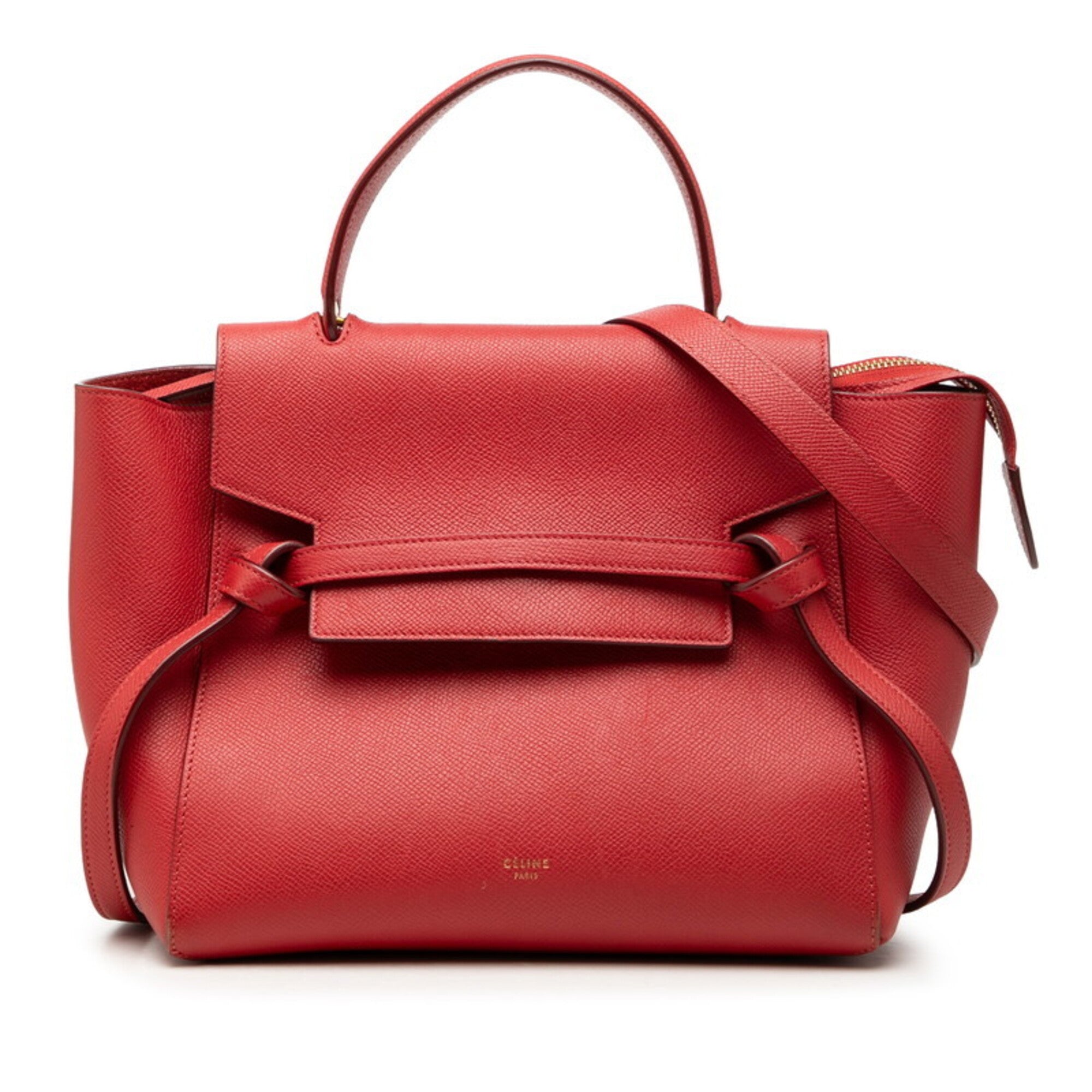 Celine Red Color Leather Handbag Shoulder Bag (Pre-Owned)