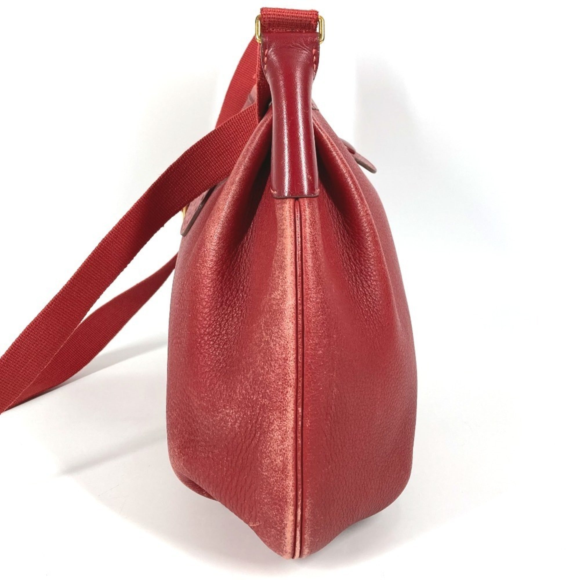 Hermes Red Color Leather Pochette Shoulder Bag (Pre-Owned)
