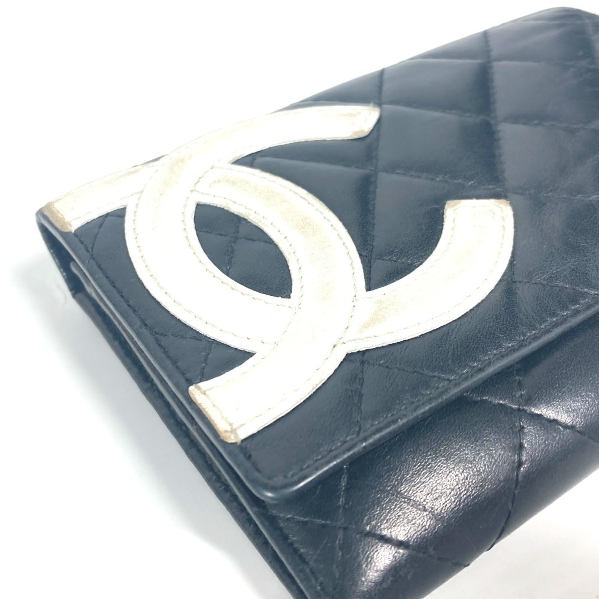 Chanel Black White Leather Bill Wallet (Bi-Fold) (Pre-Owned)