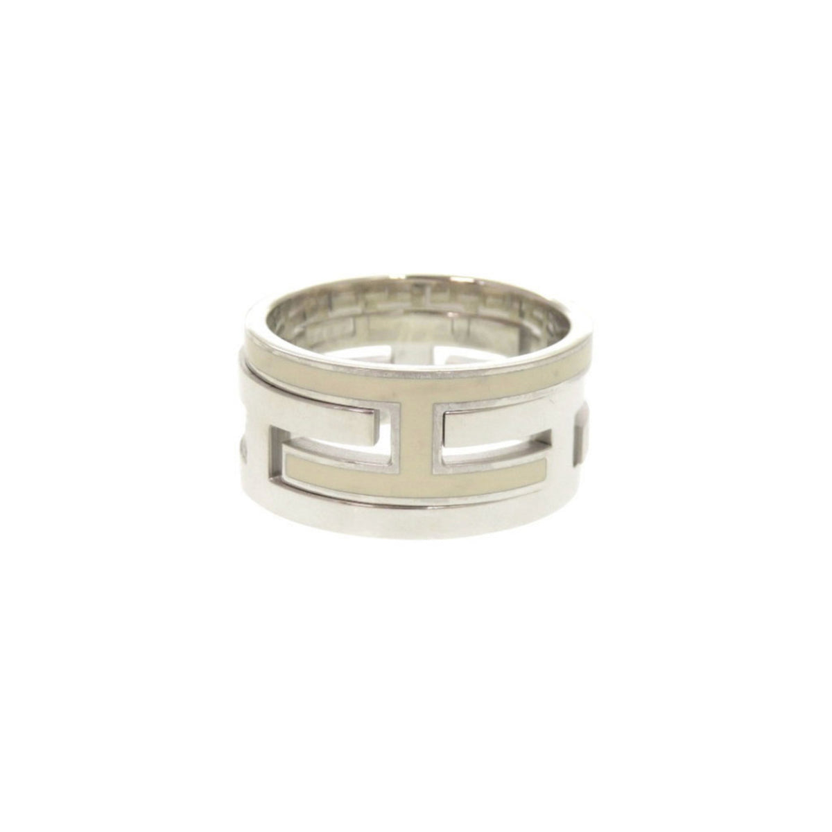 Hermes Silver Ivory Silver 925 Band Ring (Pre-Owned)