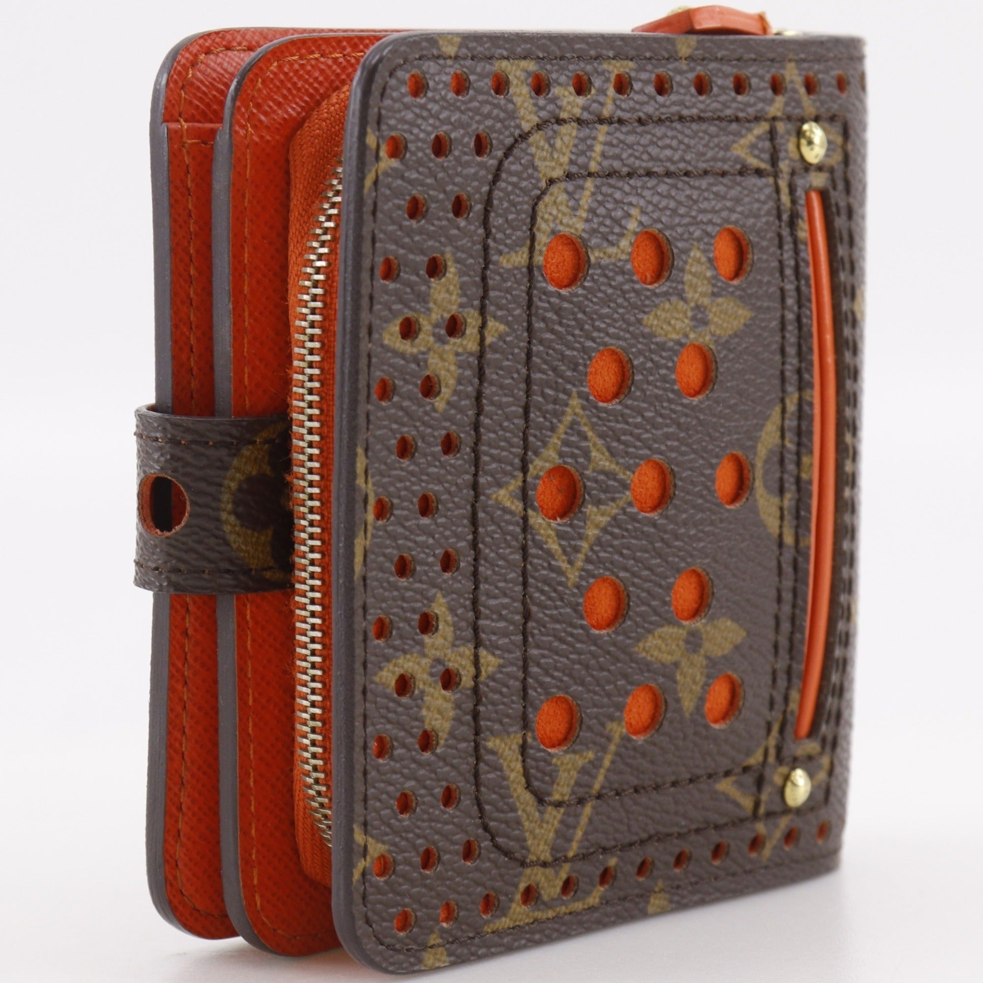Louis Vuitton Brown Monogram Orange Canvas Monogram Perforated Wallet (Bi-Fold) (Pre-Owned)
