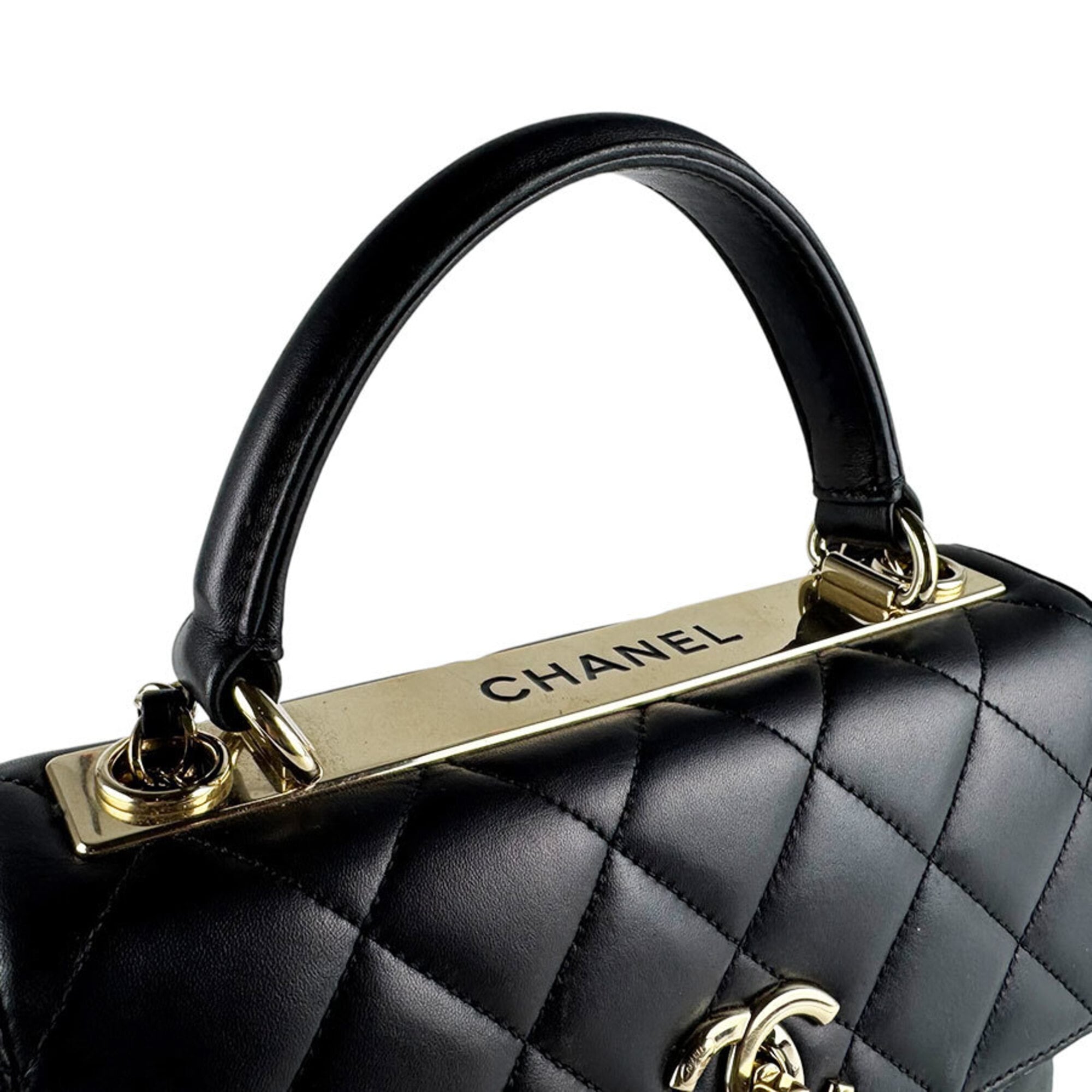 Chanel Black Leather Handbag Shoulder Bag (Pre-Owned)
