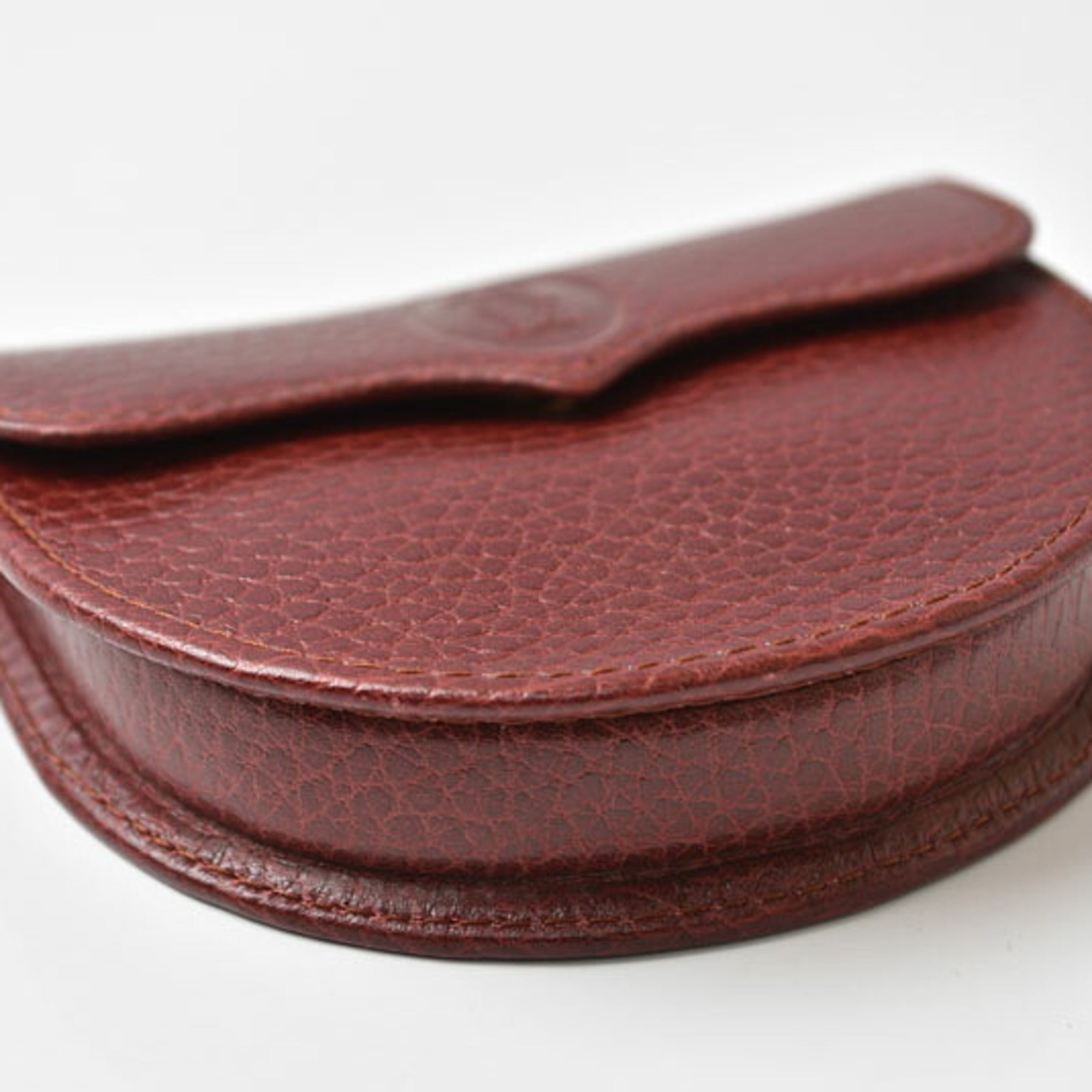 Cartier Bordeaux Leather Coin Purse/Coin Case (Pre-Owned)