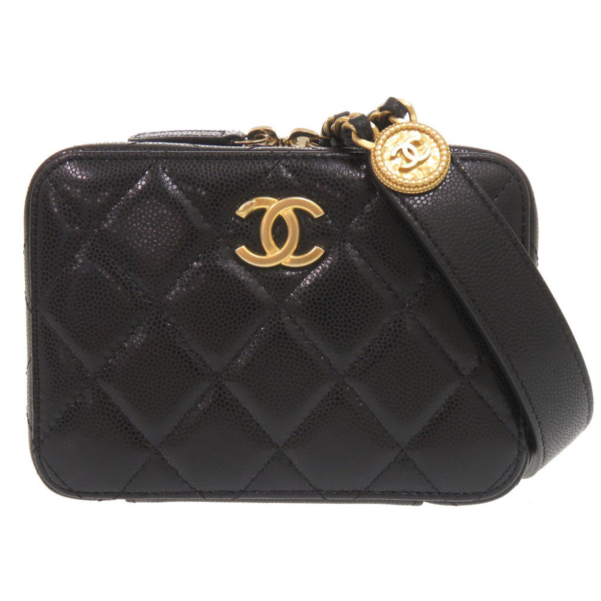 Chanel Black Grained Calfskin Shoulder Bag (Pre-Owned)