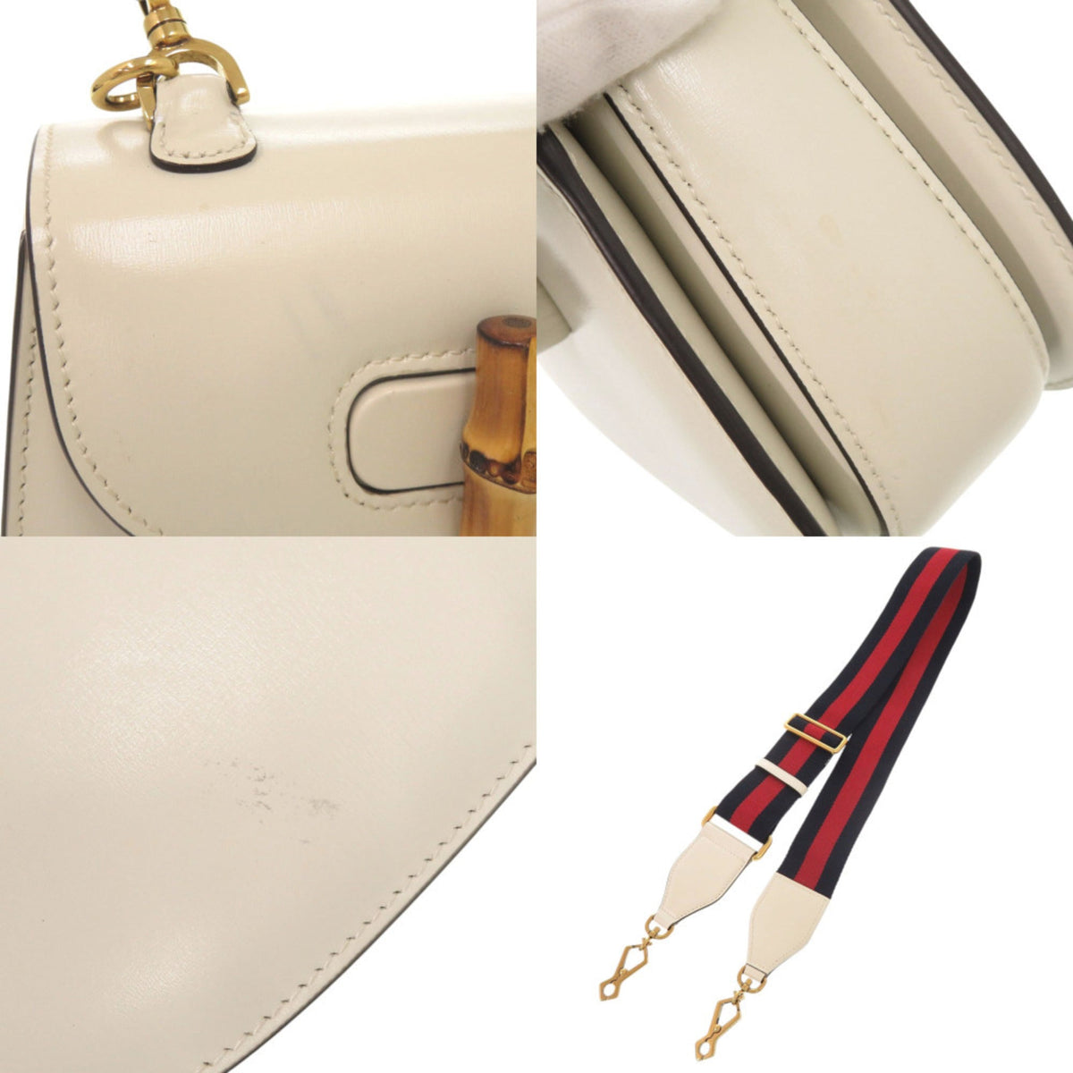 Gucci Ivory Leather Handbag Shoulder Bag (Pre-Owned)