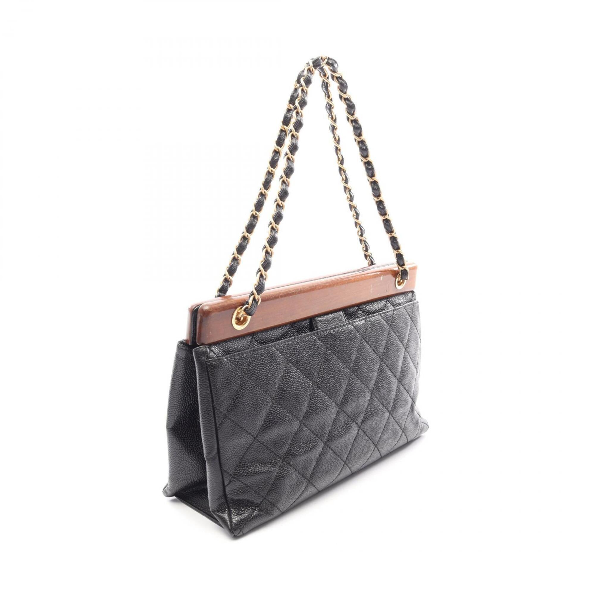 Chanel Black Brown Grained Calfskin Handbag Tote Bag (Pre-Owned)